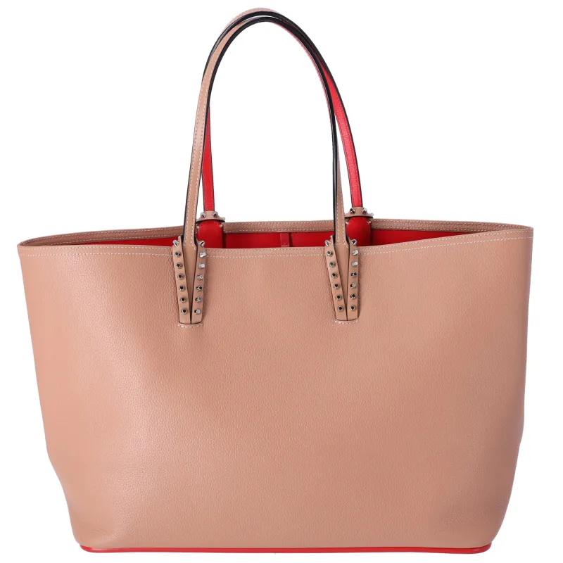 Christian Louboutin Cabata Large Tote Bag Tan Red Leather Rubber sold by Gaby's Bags