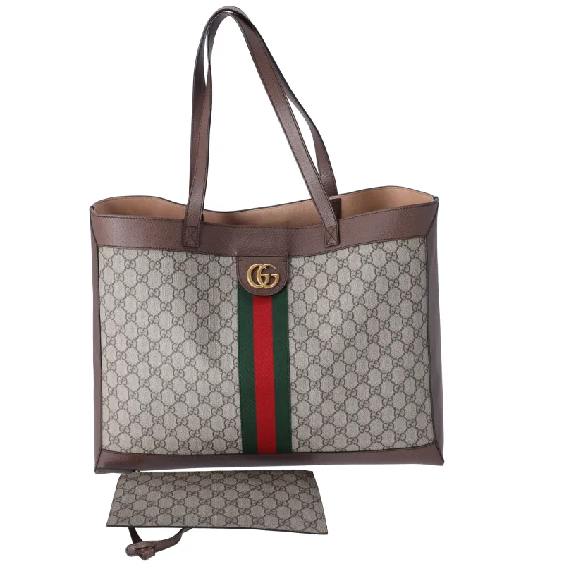 GUCCI Ophidia Tote Bag 547947 Beige Brown Multi PVC Leather + Pouch sold by Gaby's Bags