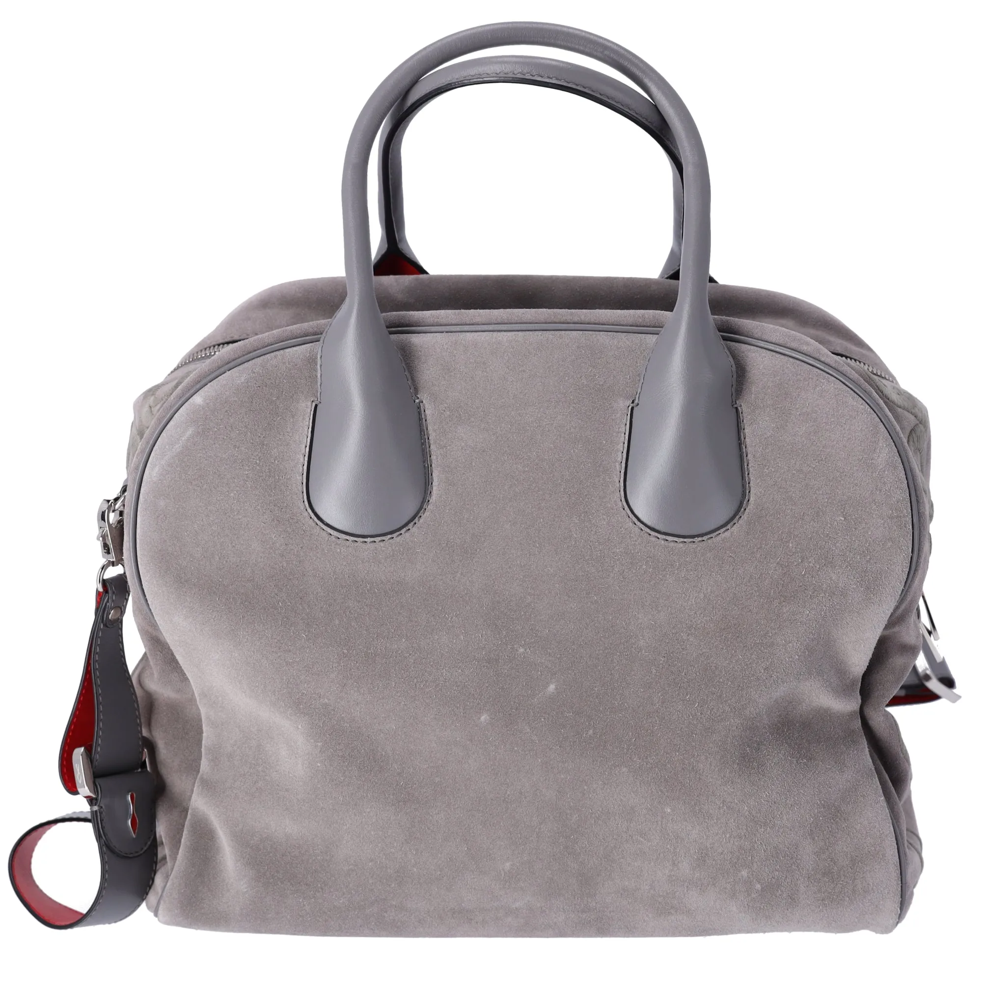 Christian Louboutin Mary Jane Large Handbag Gray Khaki Suede Leather sold by Gaby's Bags