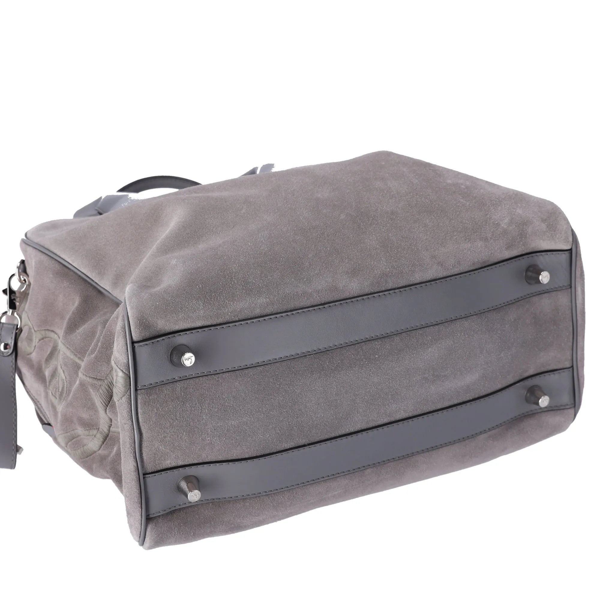 Christian Louboutin Mary Jane Large Handbag Gray Khaki Suede Leather sold by Gaby's Bags product image thumbnail 5