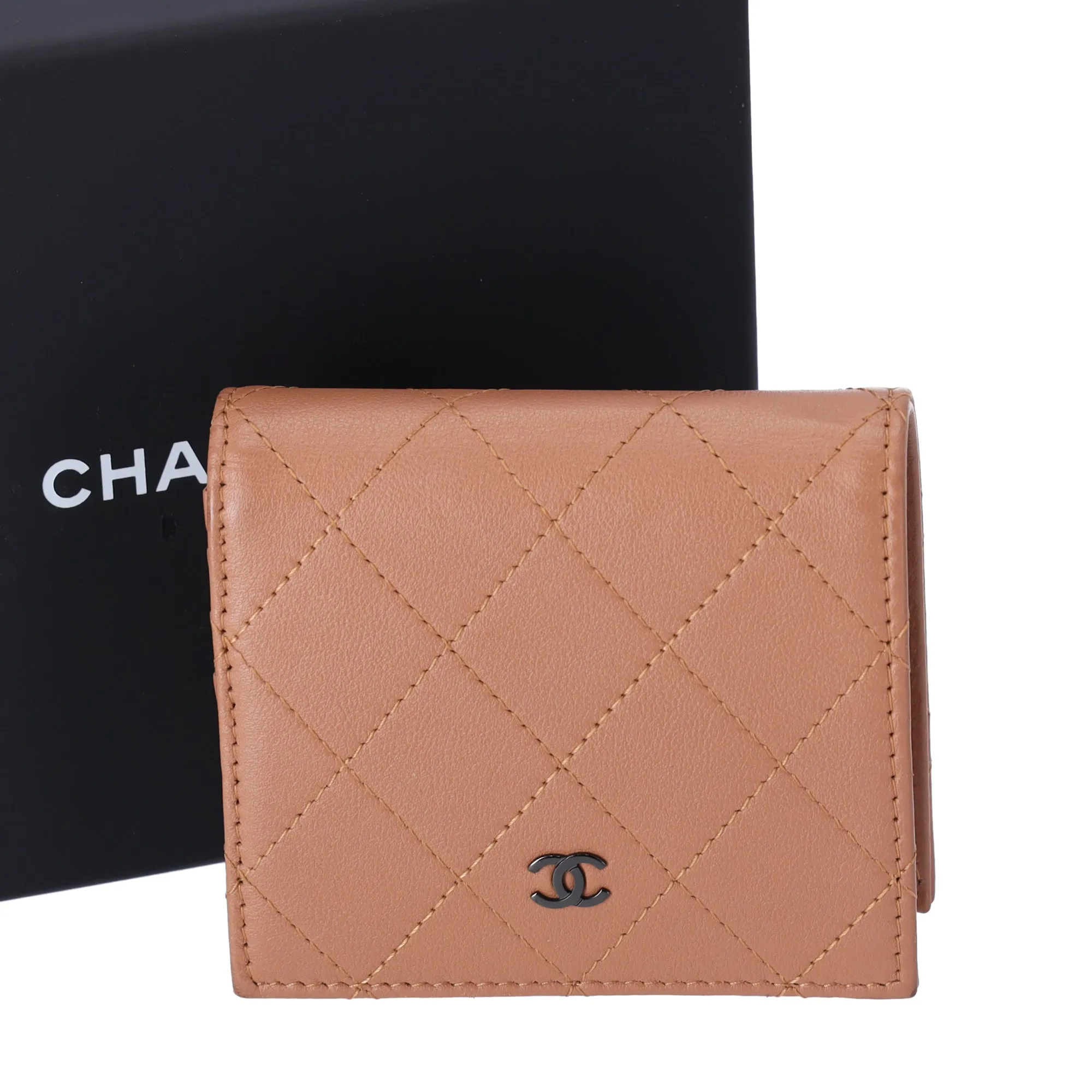 CHANEL Matelasse Bifold Wallet Light Brown Leather sold by Gaby's Bags