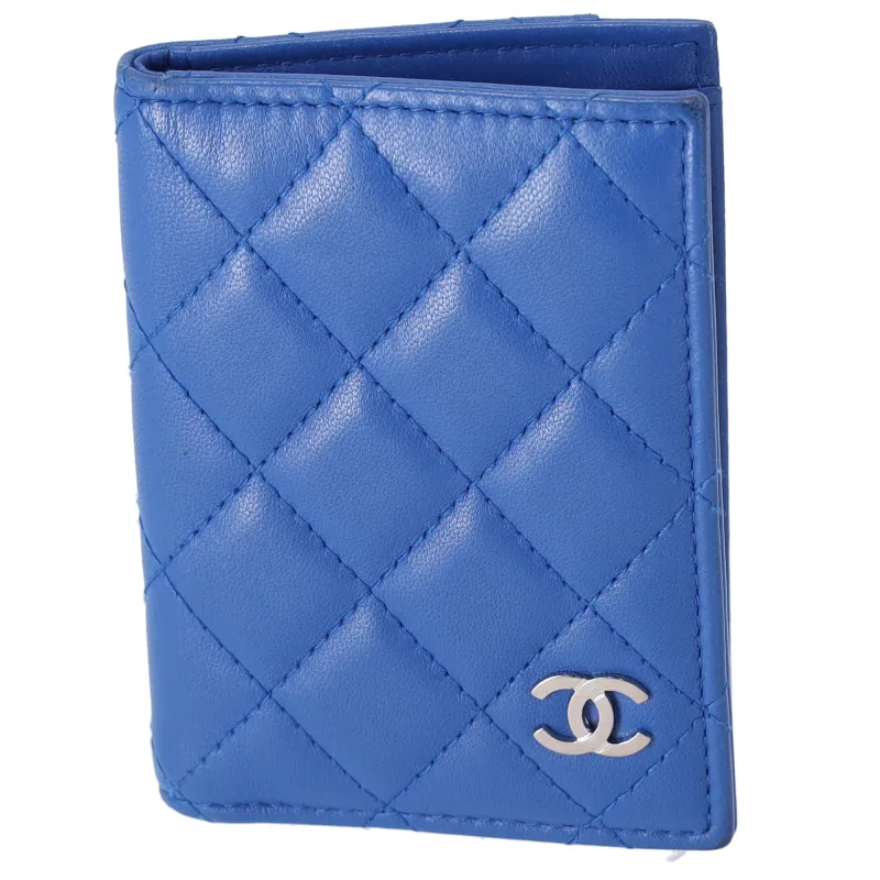 CHANEL Matelasse Card ID Wallet Blue Lambskin made by Chanel