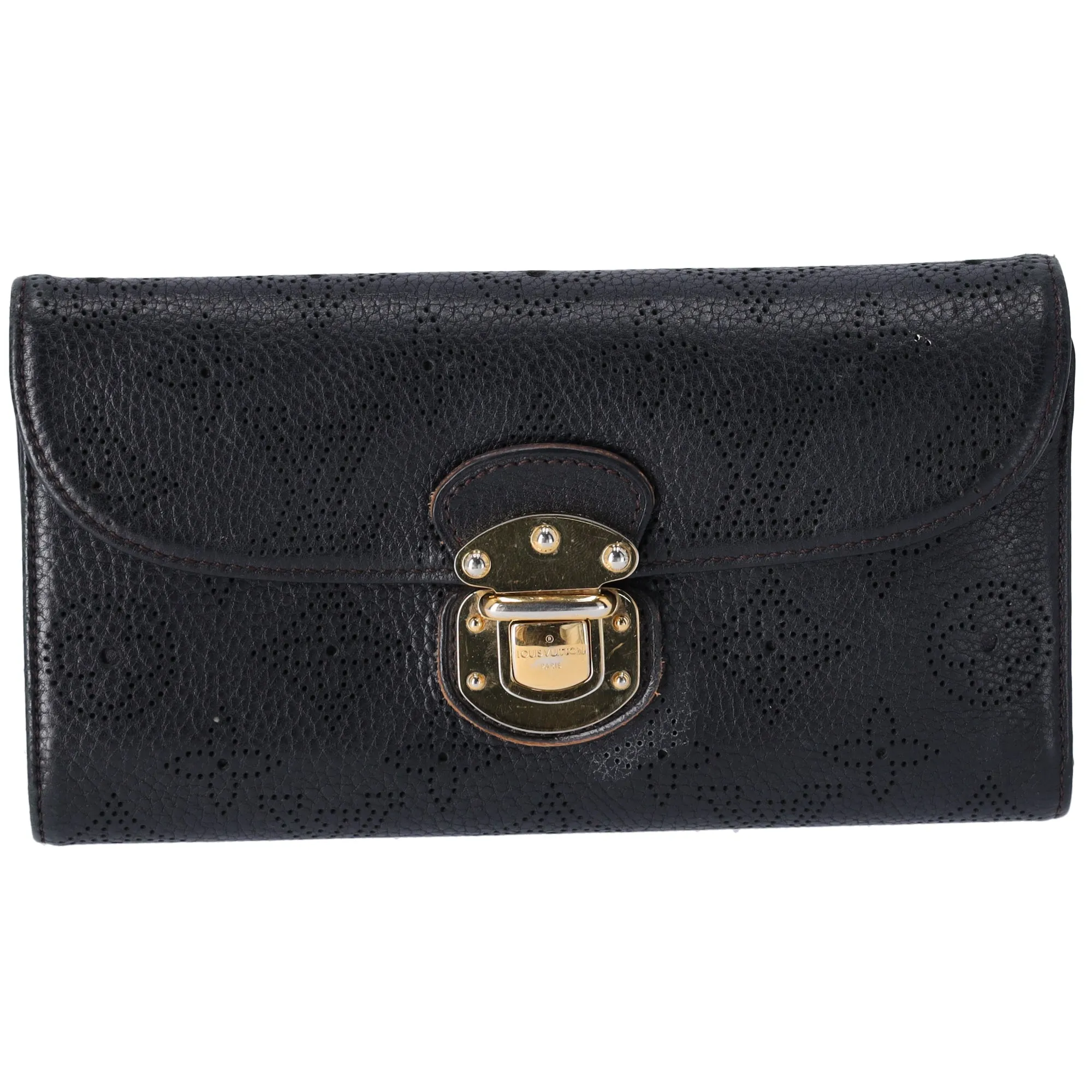 Louis Vuitton Amelia Mahina Monogram Long Trifold Wallet Black sold by Gaby's Bags