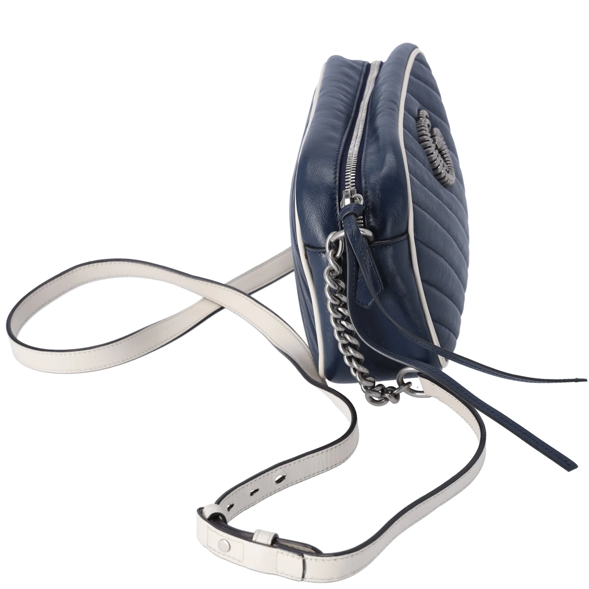 GUCCI GG Marmont Shoulder Bag 447632 Navy Cream Leather sold by Gaby's Bags product image thumbnail 4