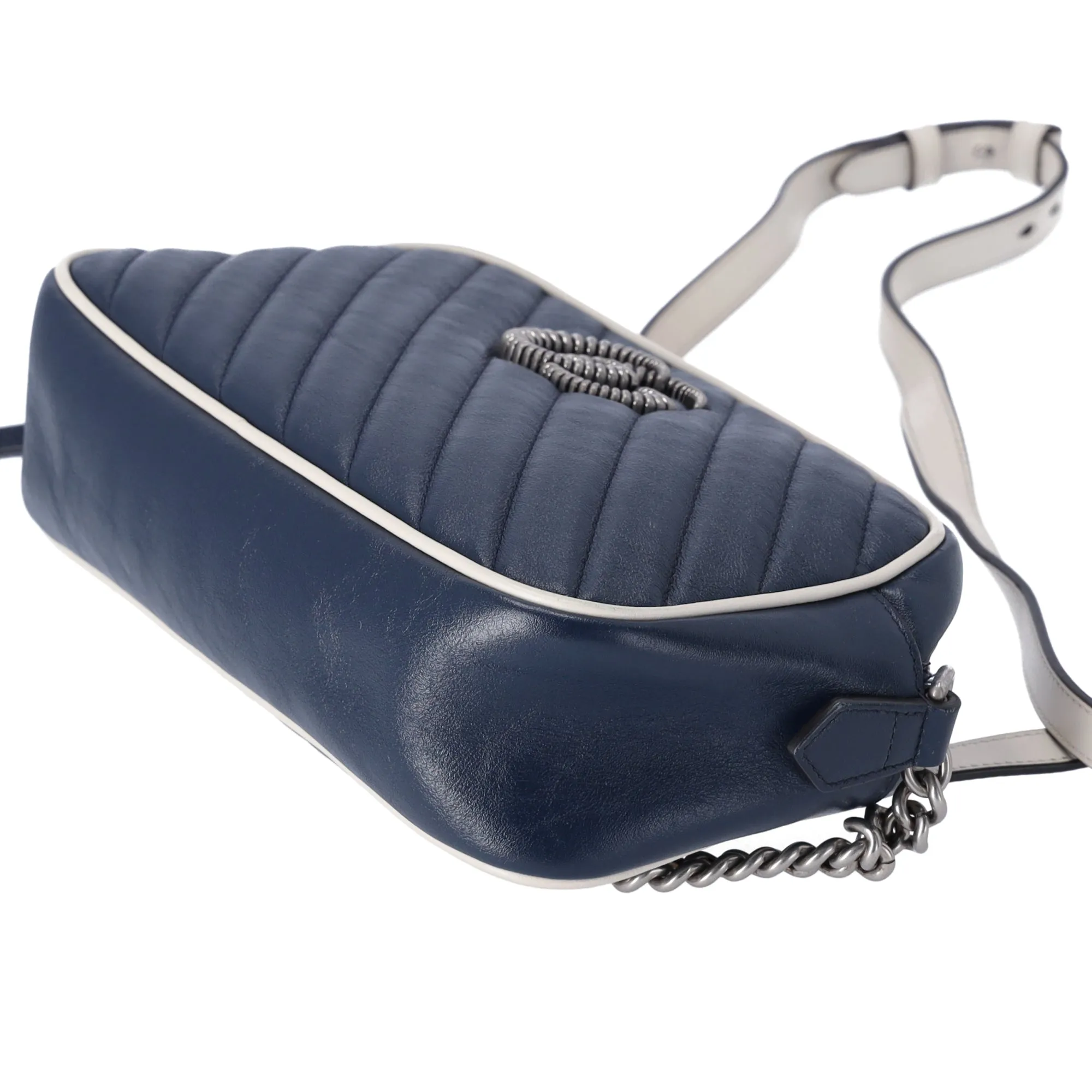 GUCCI GG Marmont Shoulder Bag 447632 Navy Cream Leather sold by Gaby's Bags product image thumbnail 5