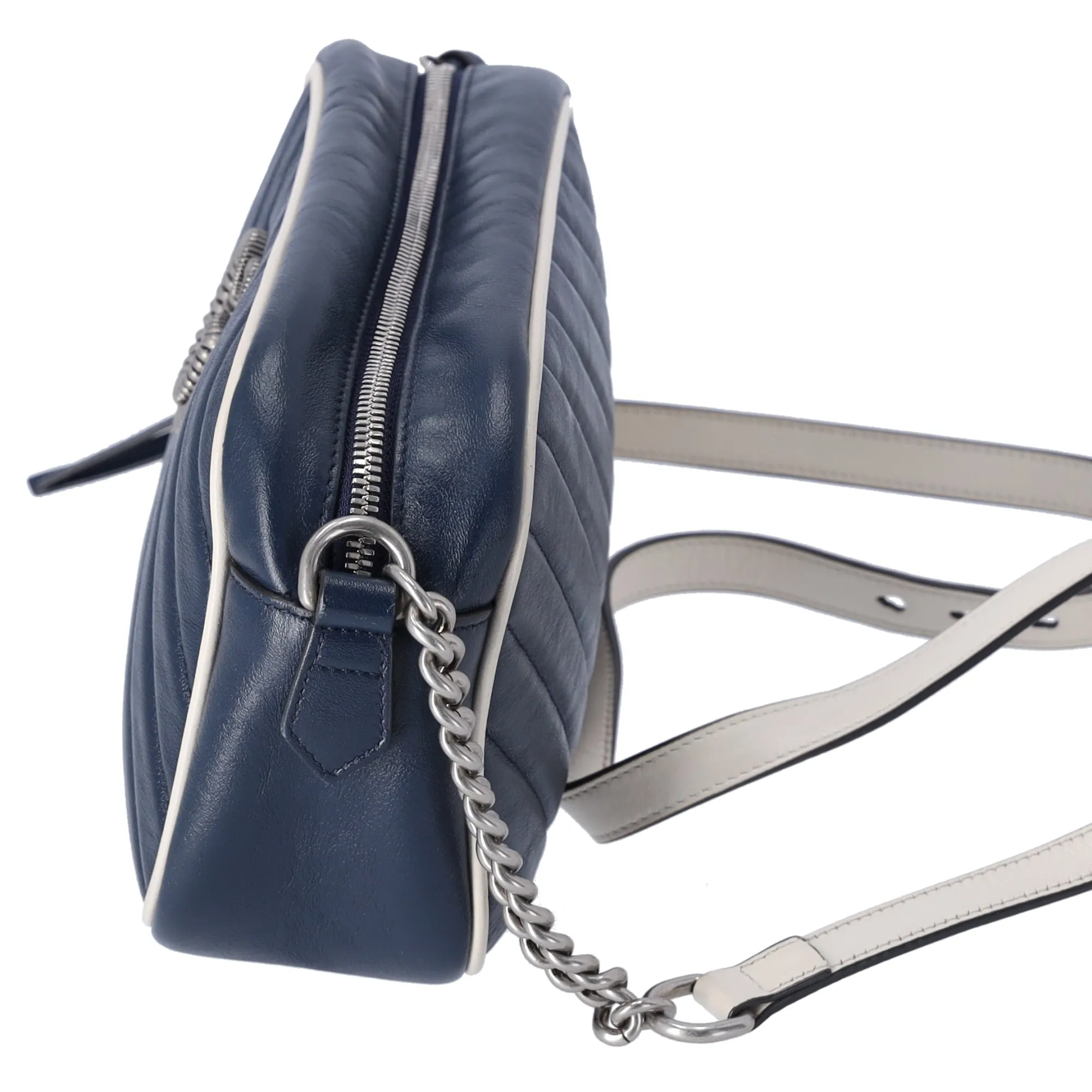 GUCCI GG Marmont Shoulder Bag 447632 Navy Cream Leather sold by Gaby's Bags product image thumbnail 2