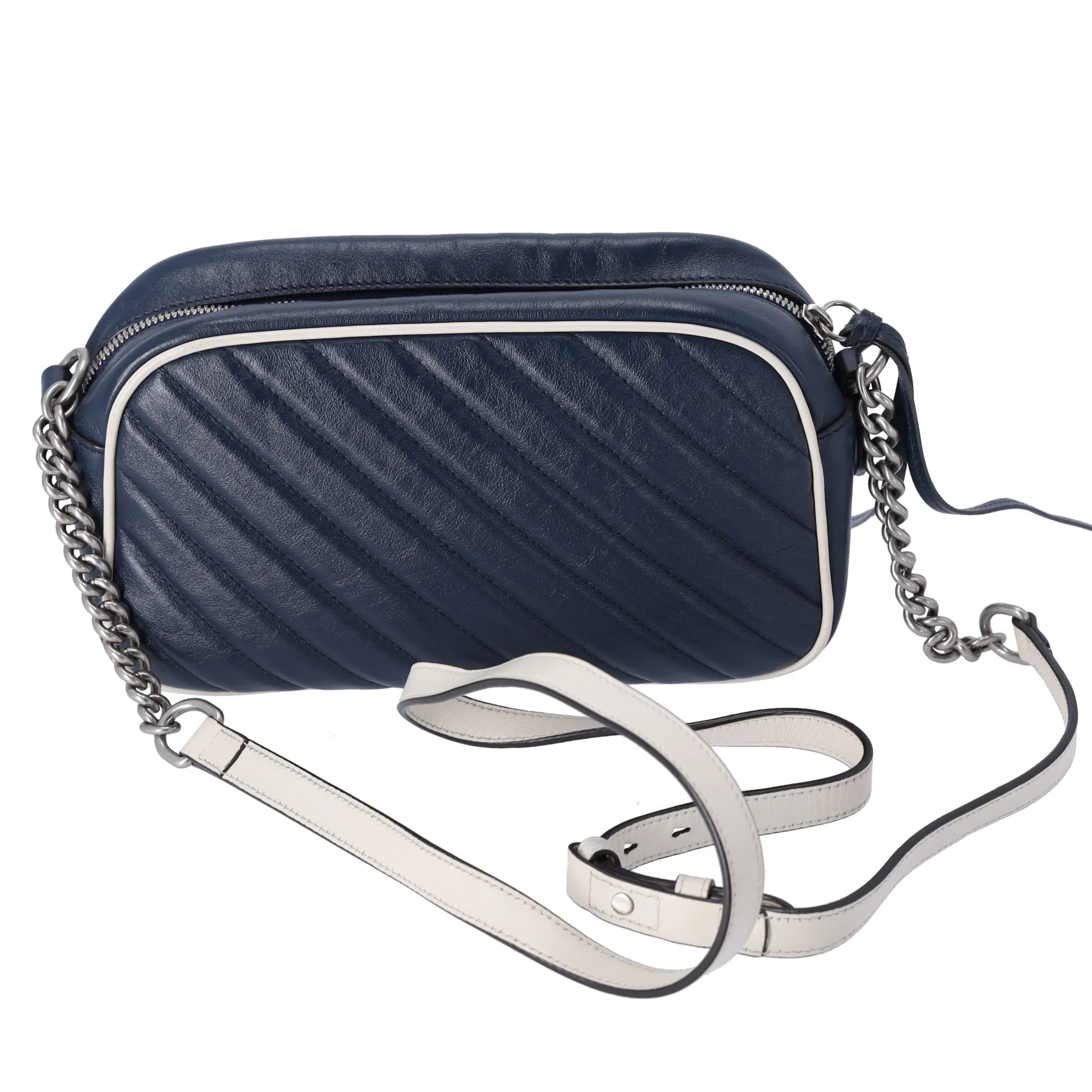 GUCCI GG Marmont Shoulder Bag 447632 Navy Cream Leather sold by Gaby's Bags product image thumbnail 3