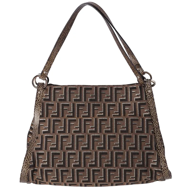 FENDI Zucca Shoulder Bag 8BR652 Beige Light Brown Gold Jacquard Leather made by Fendi