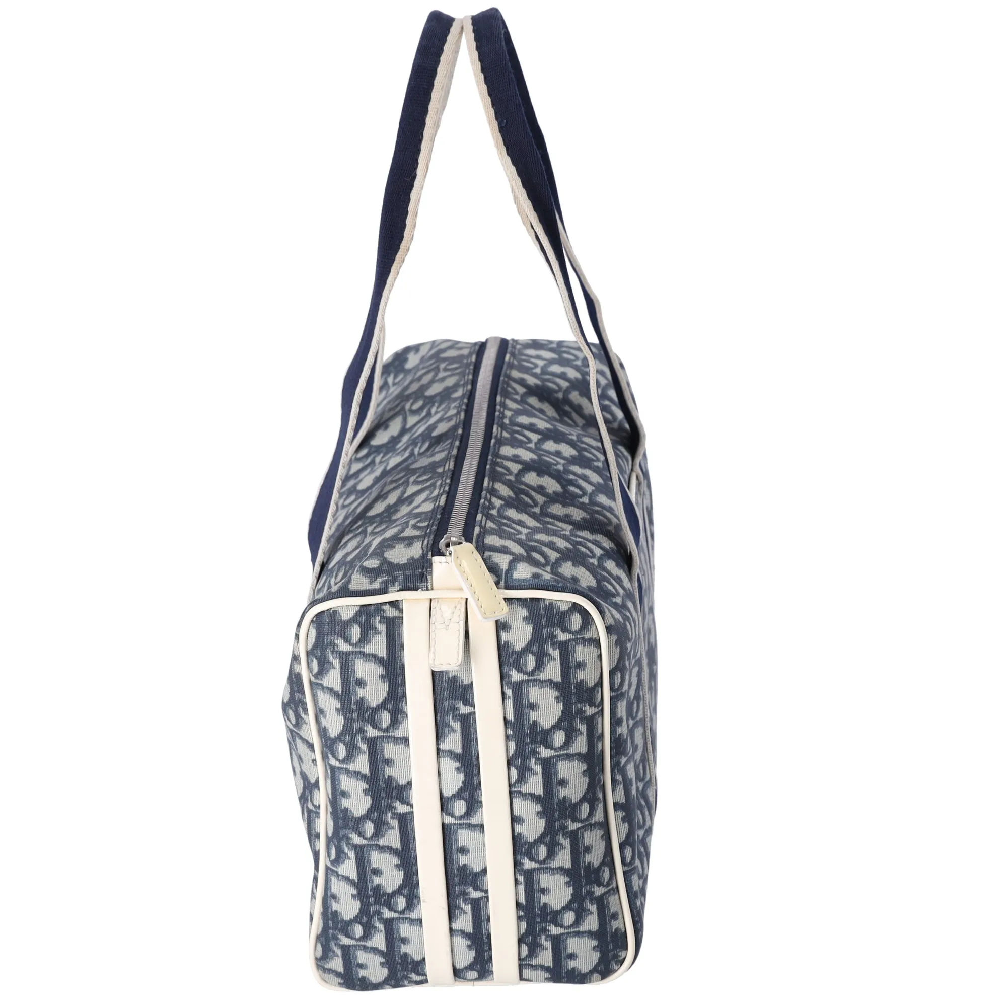 Christian Dior Trotter Boston Bag Light gray Navy Blue PVC Patent Leather sold by Gaby's Bags product image thumbnail 4