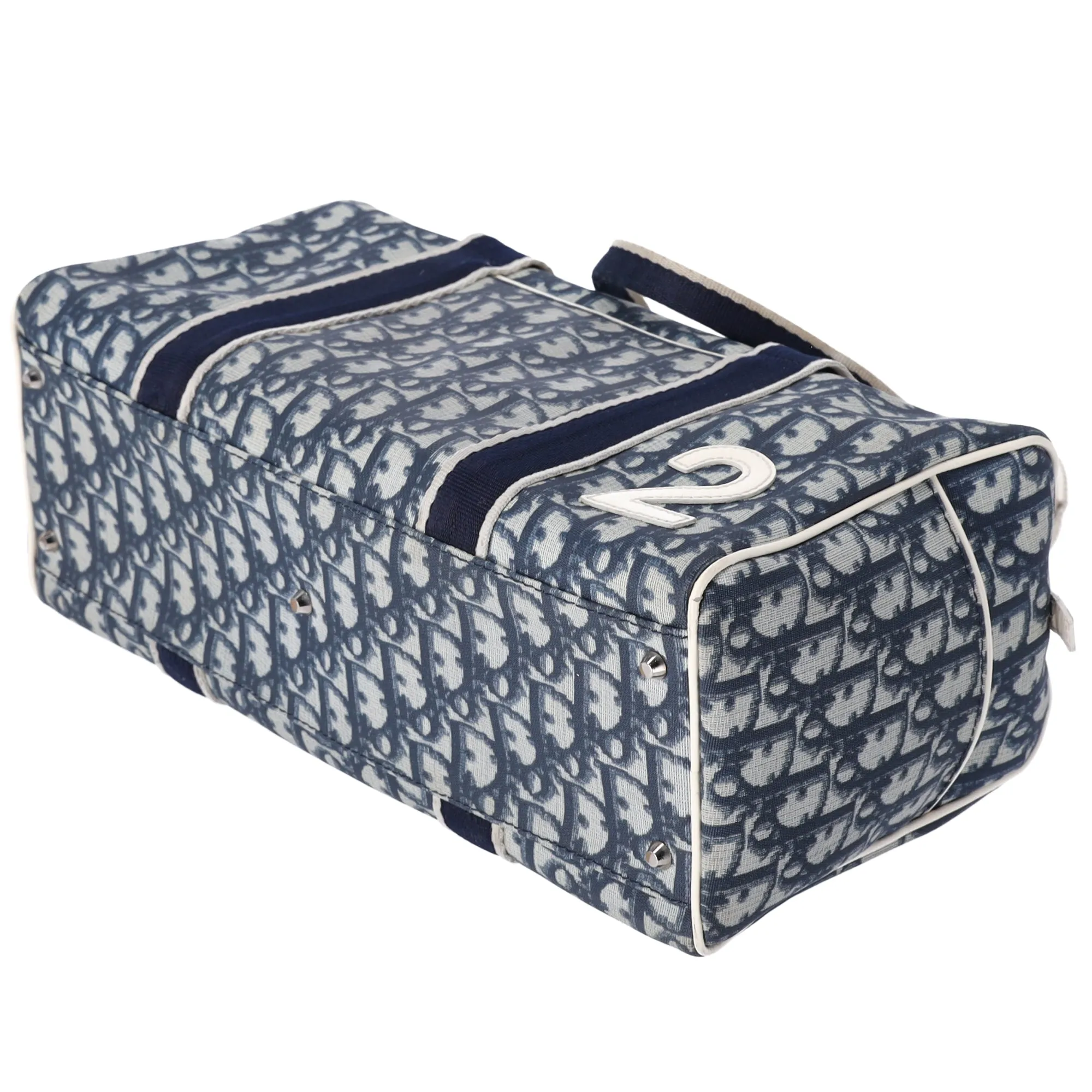 Christian Dior Trotter Boston Bag Light gray Navy Blue PVC Patent Leather sold by Gaby's Bags product image thumbnail 5