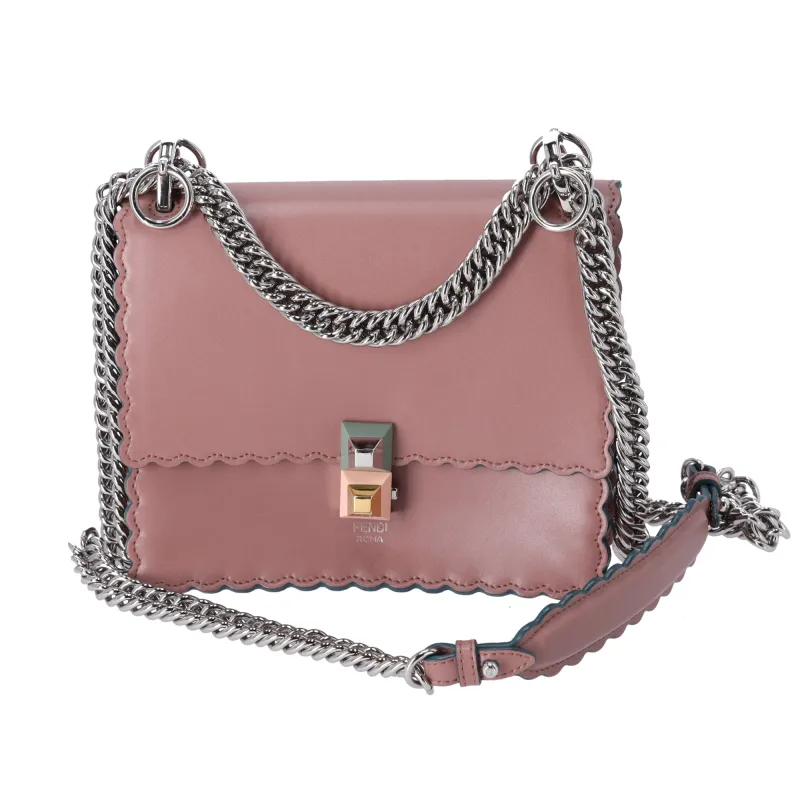 FENDI Mini Kan I Shoulder Bag 8M0381 Pink Beige Calf Leather made by Fendi