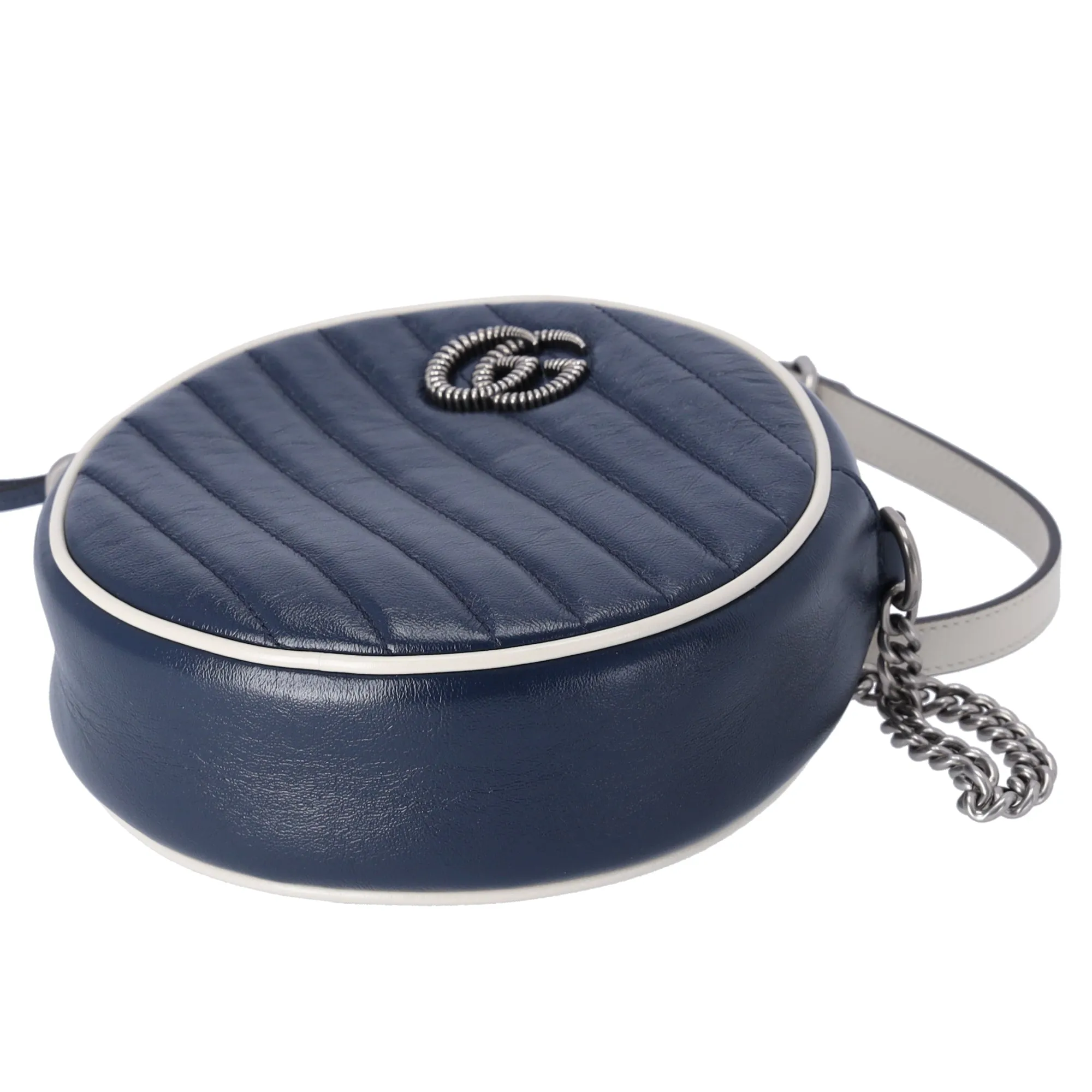 GUCCI GG Marmont Round Shoulder Bag 550154 Navy White Leather sold by Gaby's Bags product image thumbnail 5