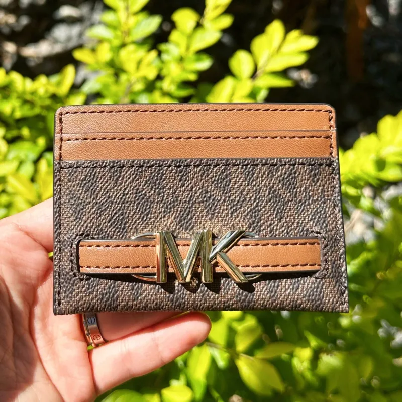 Michael Kors Reed Large Card Holder Wallet Brown MK Signature Logo made by Michael Kors