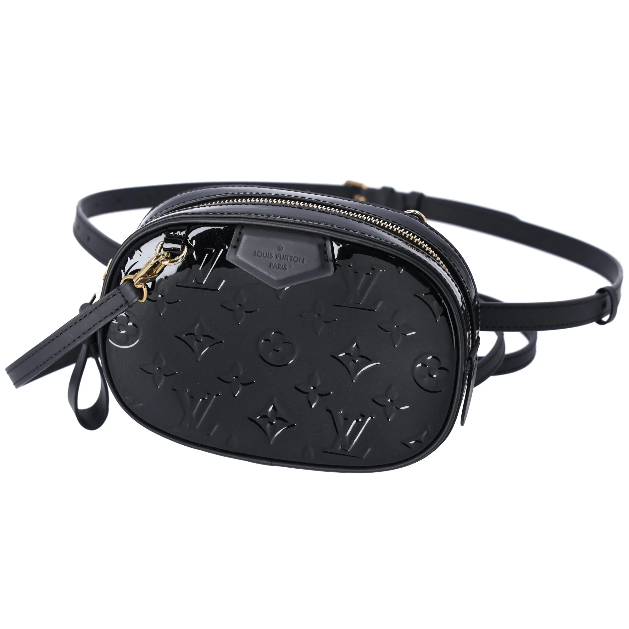 Louis Vuitton Vernis Belt Bag Oval Crossbody Black Patent Leather Momogram sold by Gaby's Bags
