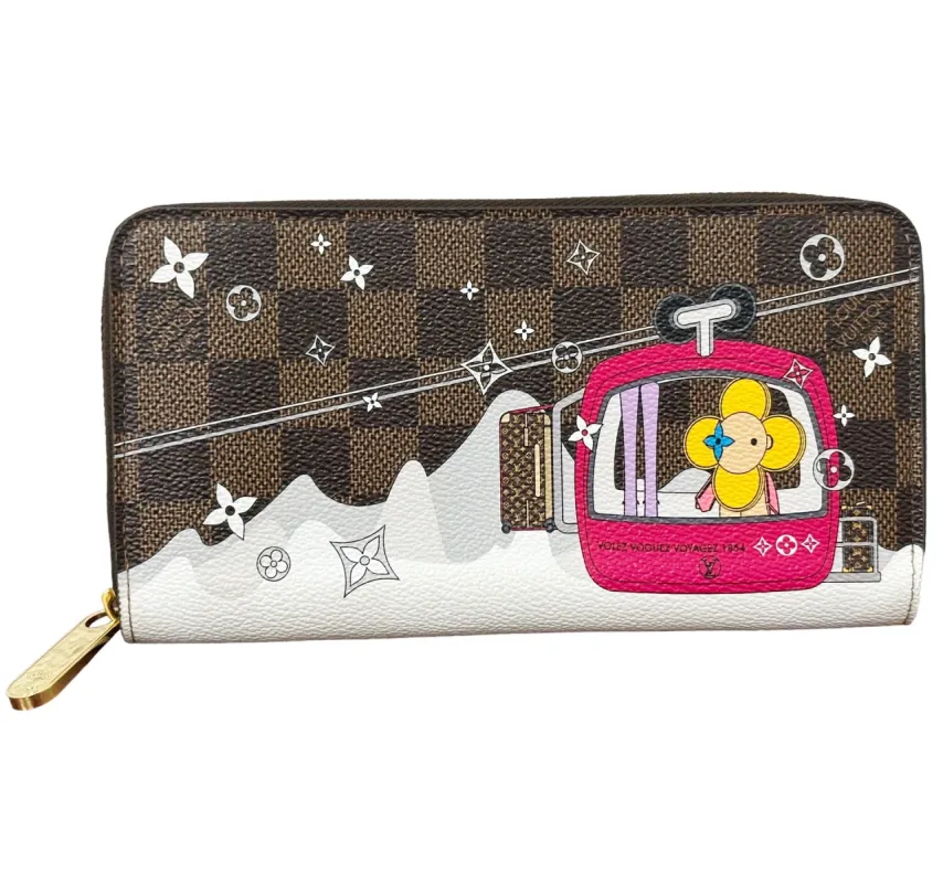 Louis Vuitton Zippy Wallet Brown Pink Damier Ebene Vivienne LV Holiday Christmas sold by Gaby's Bags