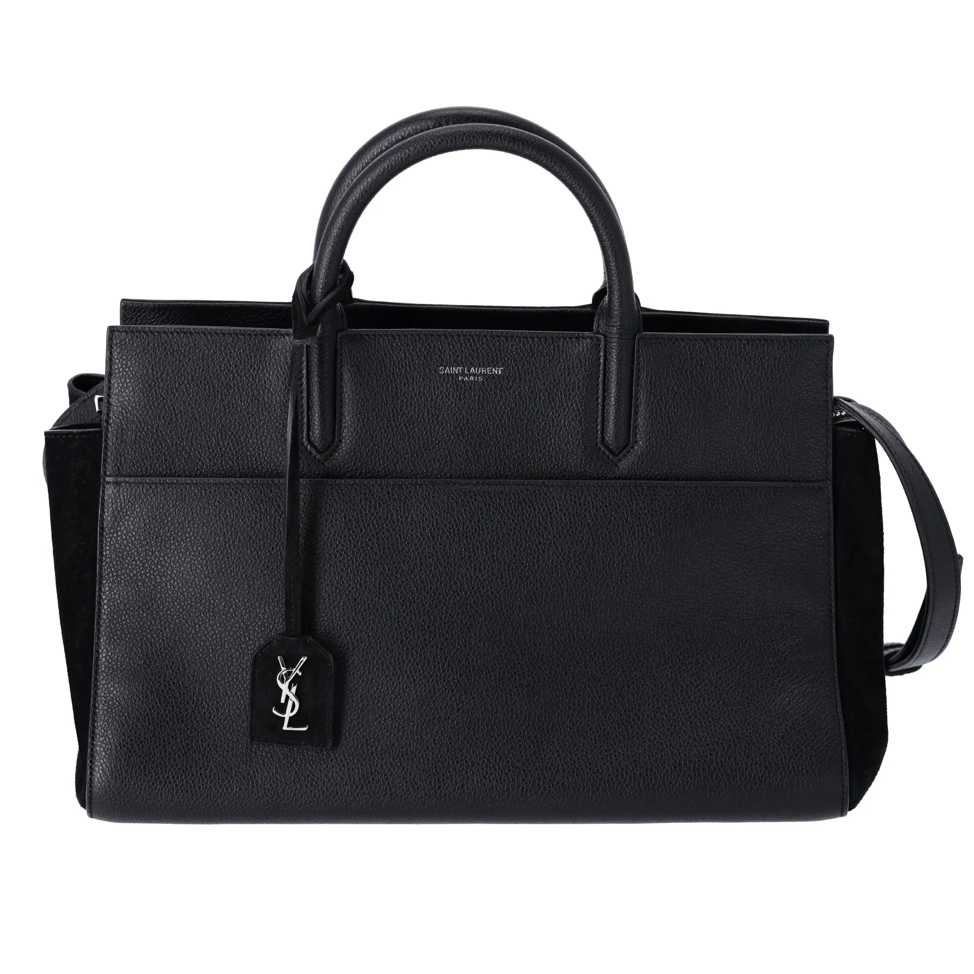 Saint Laurent Paris Cabas Rive Gauche Handbag 436620 Black Leather Suede sold by Gaby's Bags