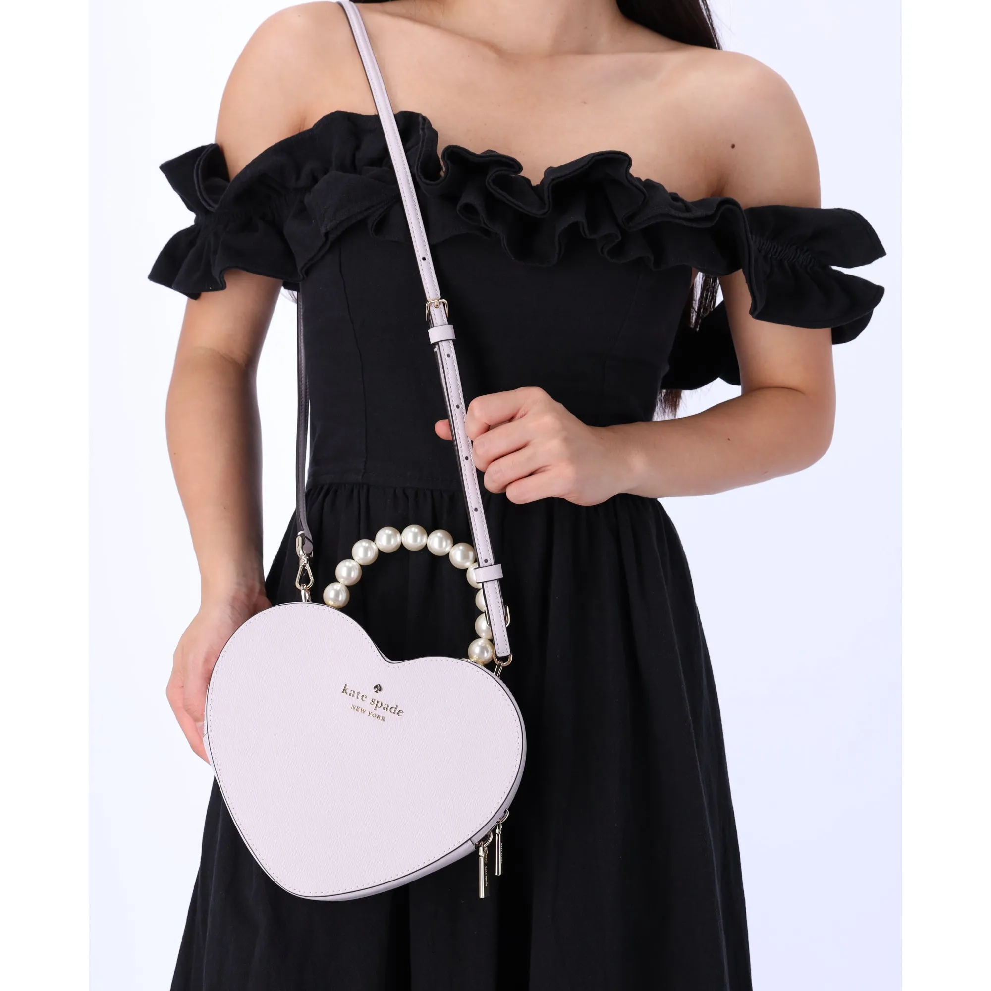 Kate Spade Love Shack Pearl Crossbody Purse Lilac Moonlight Leather Heart KF516 sold by Gaby's Bags