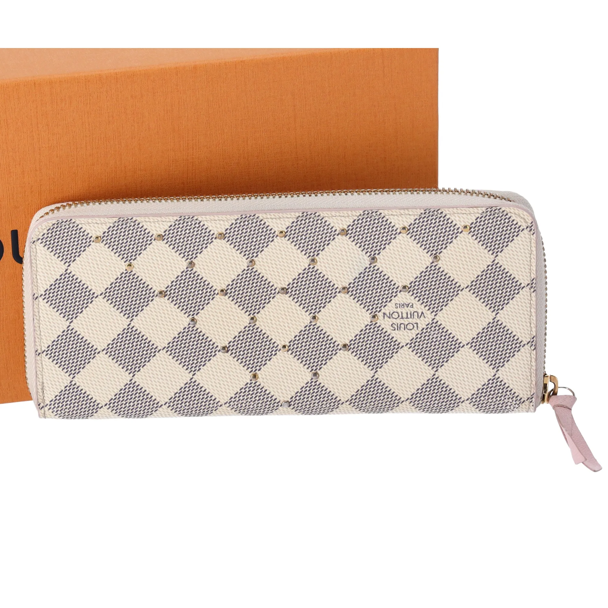 Louis Vuitton Zippy Clemence Wallet Damier White Studded N60252 Rose Ballerine sold by Gaby's Bags product image thumbnail 5