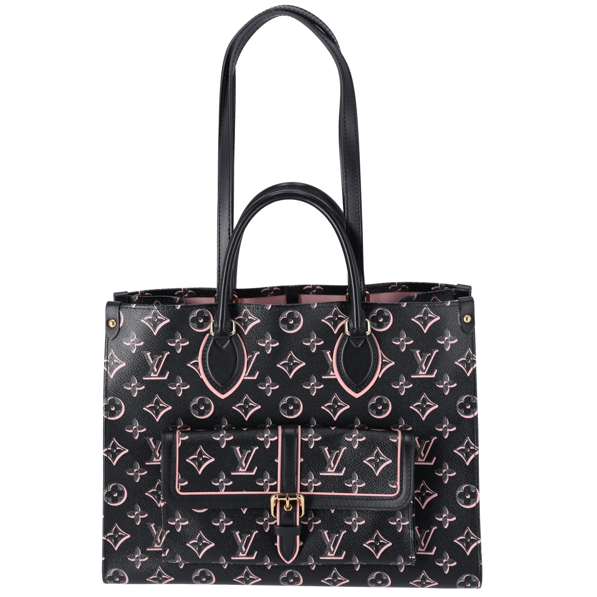 Louis Vuitton Onthego MM Monogram Tote Bag M46154 Noir Monogram Watercolor Pink sold by Gaby's Bags product image thumbnail 2