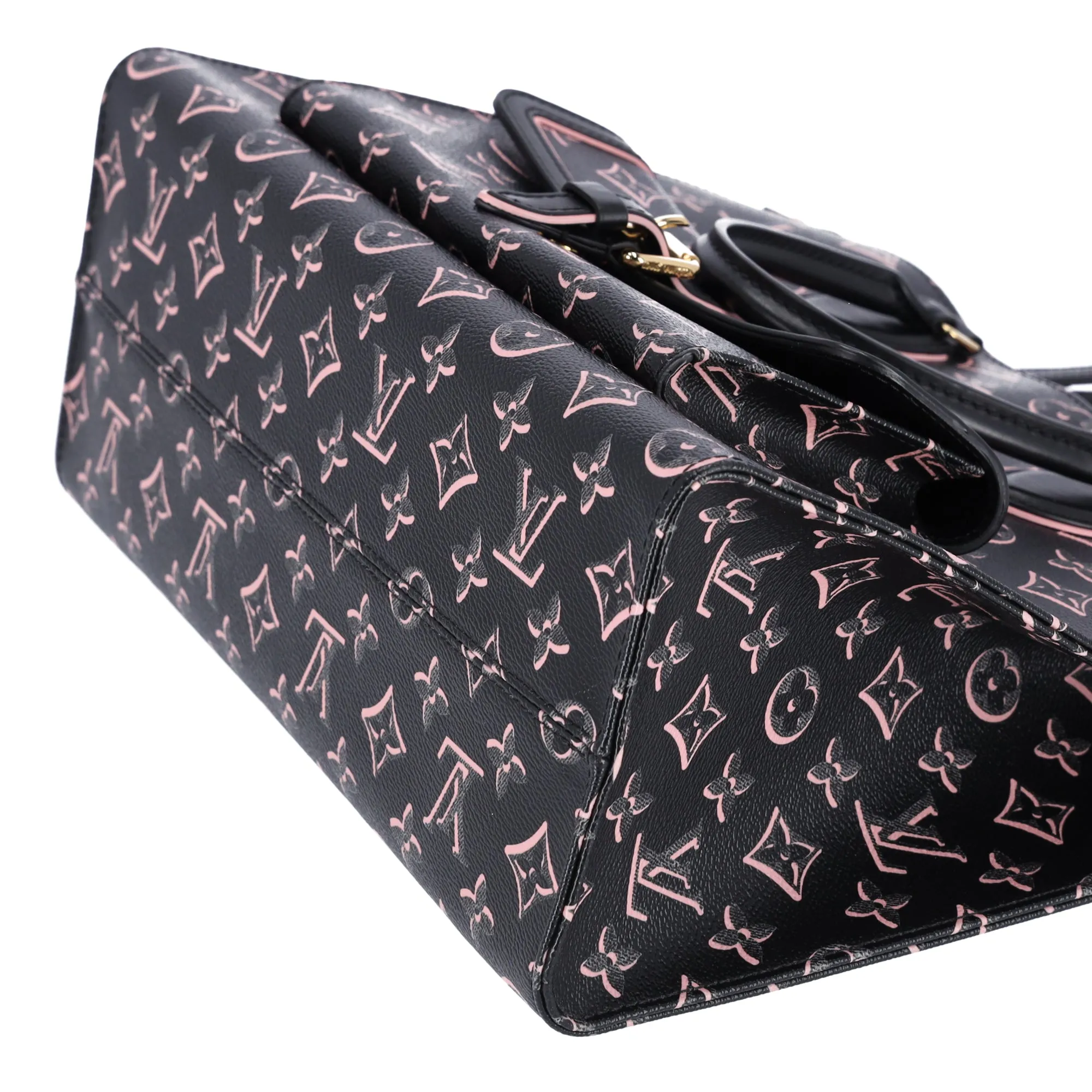 Louis Vuitton Onthego MM Monogram Tote Bag M46154 Noir Monogram Watercolor Pink sold by Gaby's Bags product image thumbnail 3