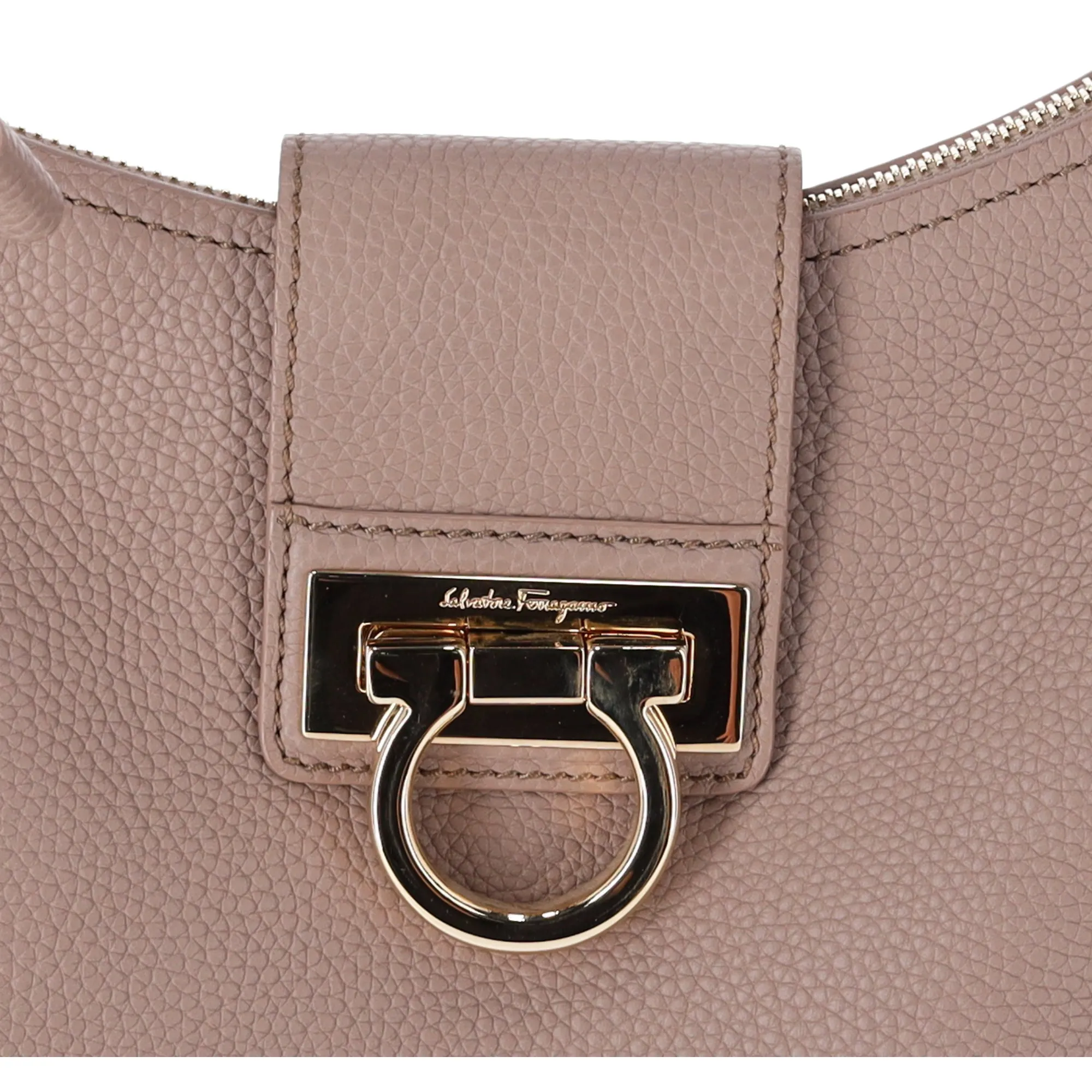 Salvatore Ferragamo Fanisa Medium Hobo Tote Leather Taupe sold by Gaby's Bags product image thumbnail 2