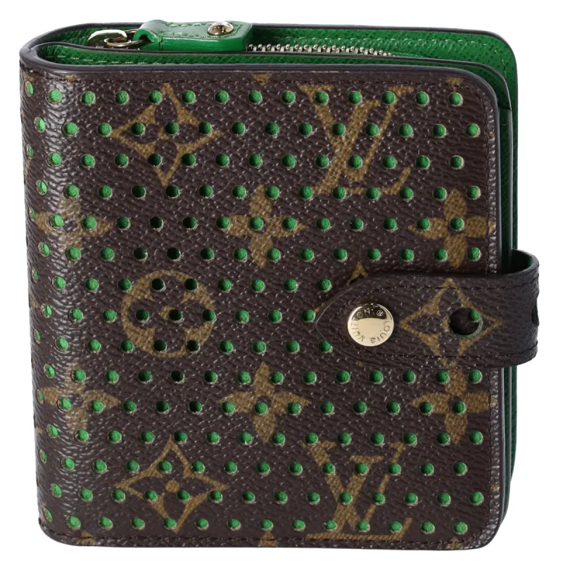 Louis Vuitton Monogram Perforated Compact Bifold Wallet Brown Green sold by Gaby's Bags