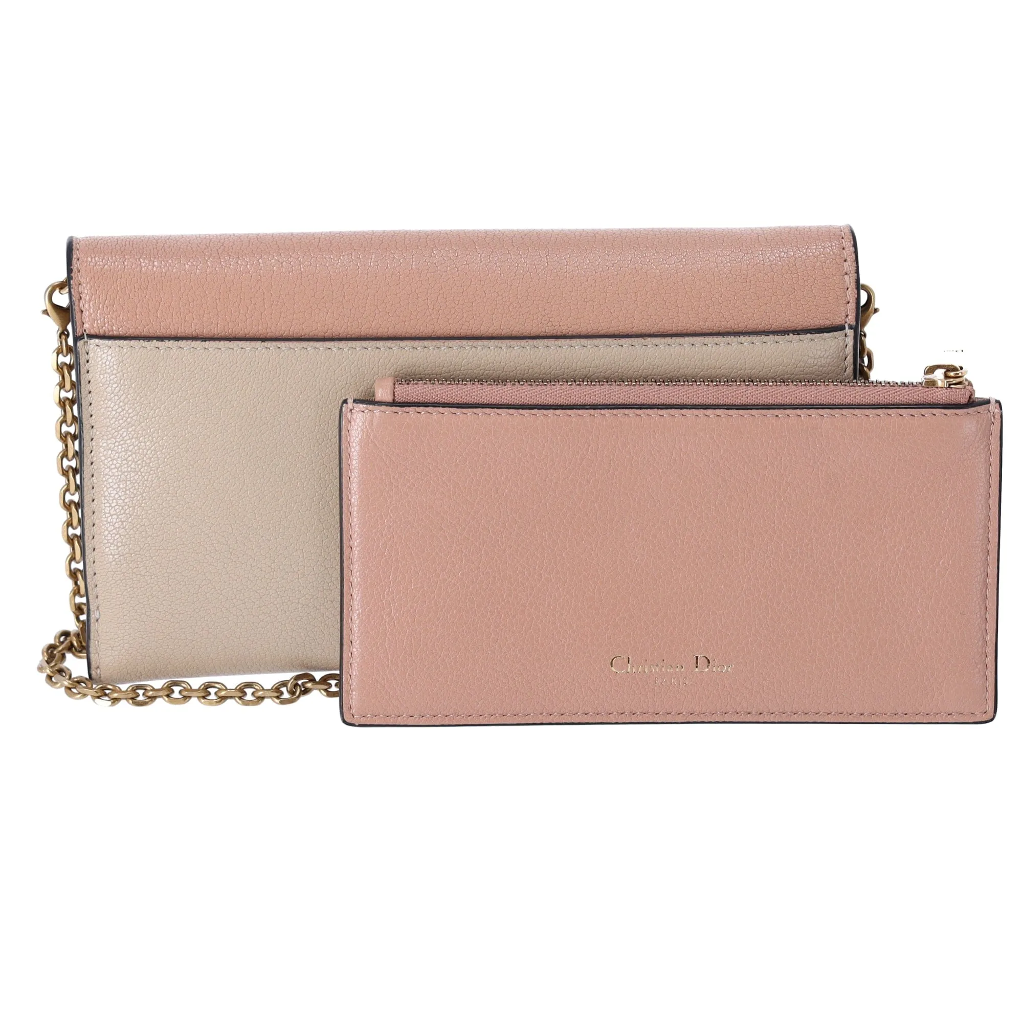 Christian Dior Saddle Chain Wallet Crossbody WOC Pink Beige Colorblock Leather sold by Gaby's Bags product image thumbnail 5