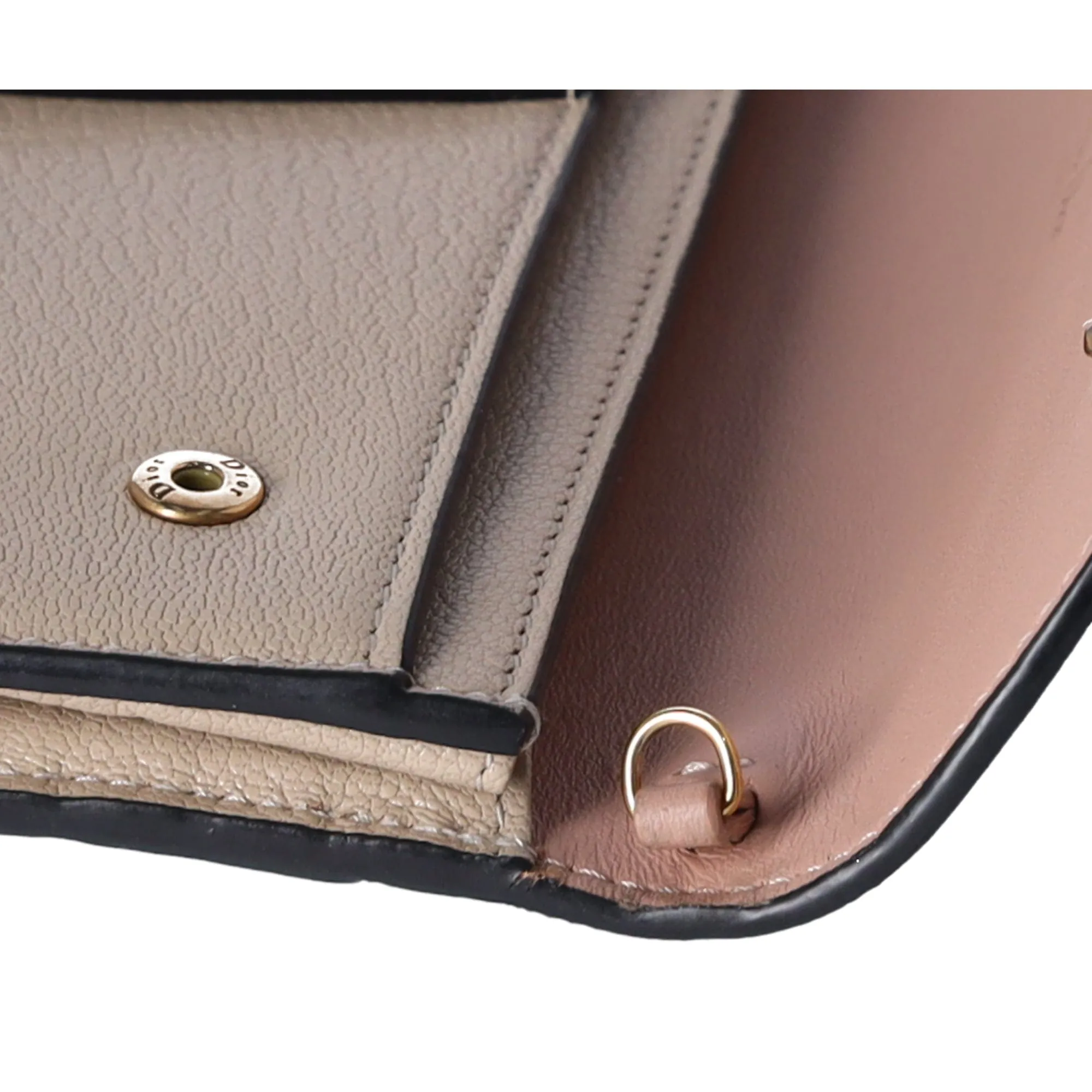 Christian Dior Saddle Chain Wallet Crossbody WOC Pink Beige Colorblock Leather sold by Gaby's Bags product image thumbnail 2