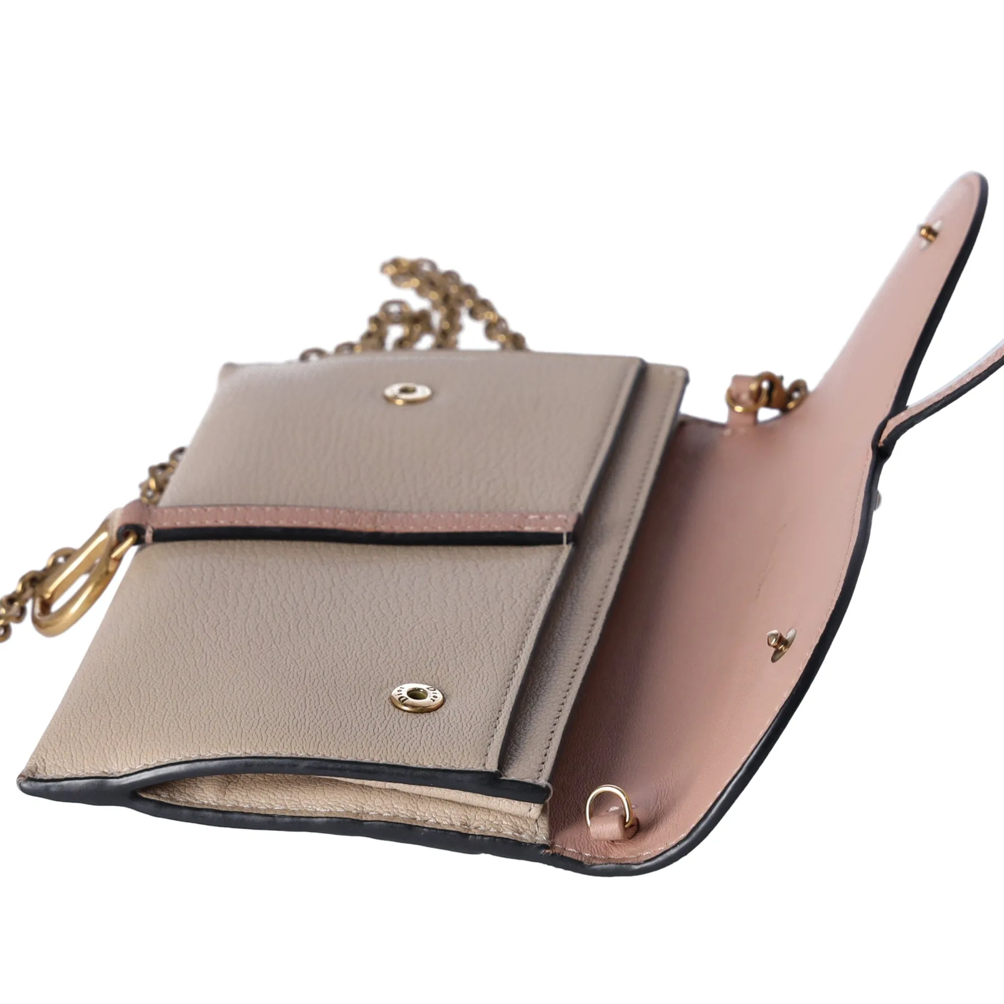 Christian Dior Saddle Chain Wallet Crossbody WOC Pink Beige Colorblock Leather sold by Gaby's Bags product image thumbnail 4