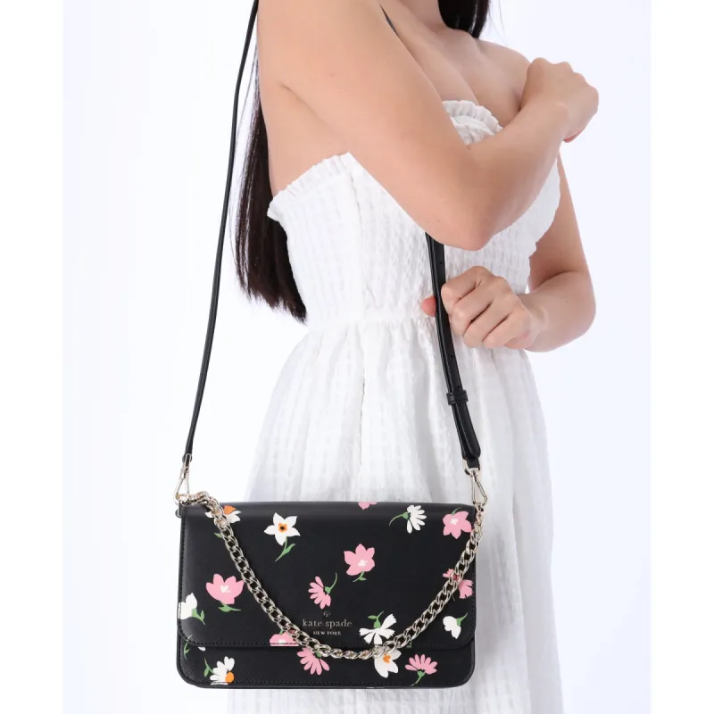 Kate Spade Madison Black Floral Waltz Flap Convertible Crossbody KF441 sold by Gaby's Bags