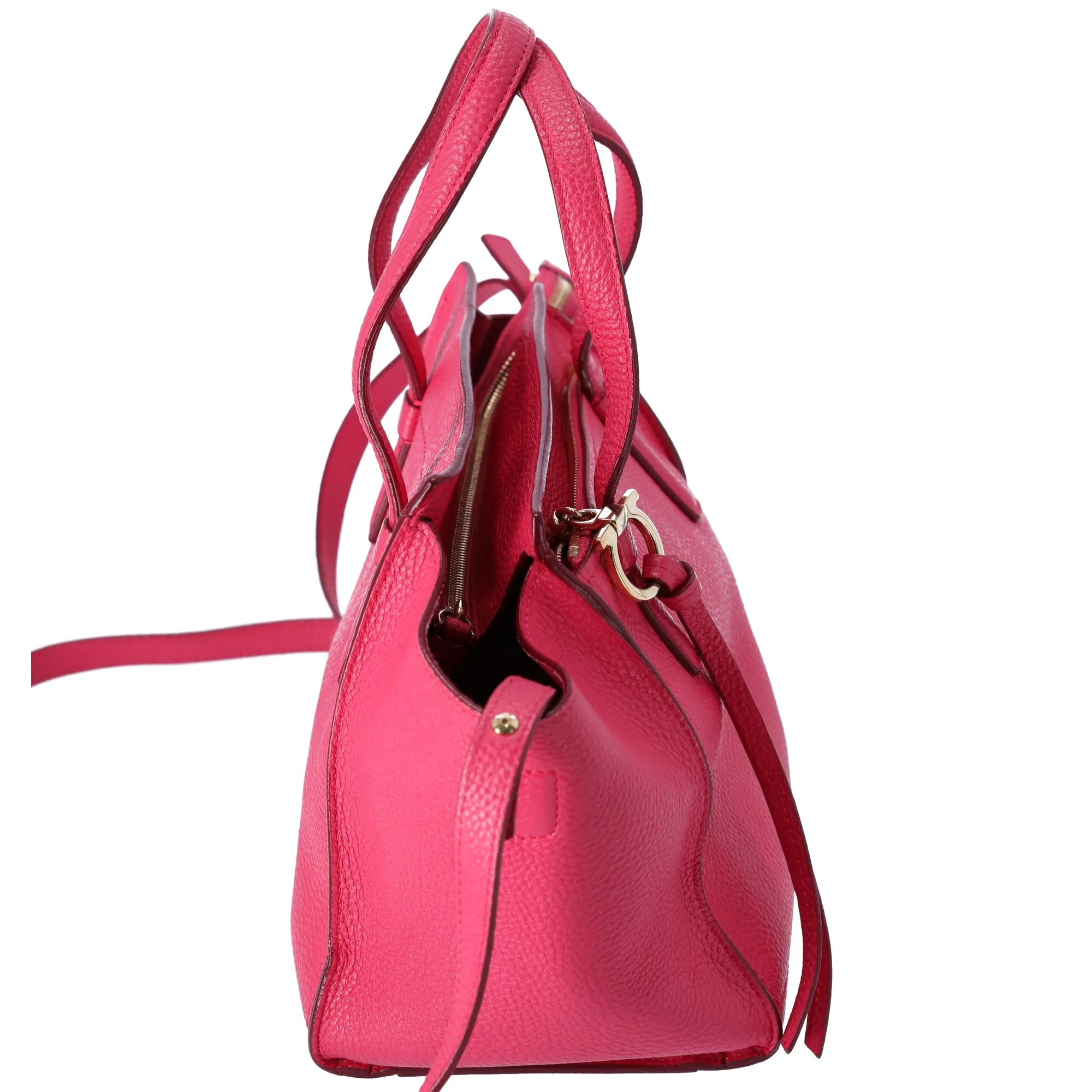 Salvatore Ferragamo Amy Small Top Zip Shoulder Tote Bag Leather Hot Pink sold by Gaby's Bags product image thumbnail 3