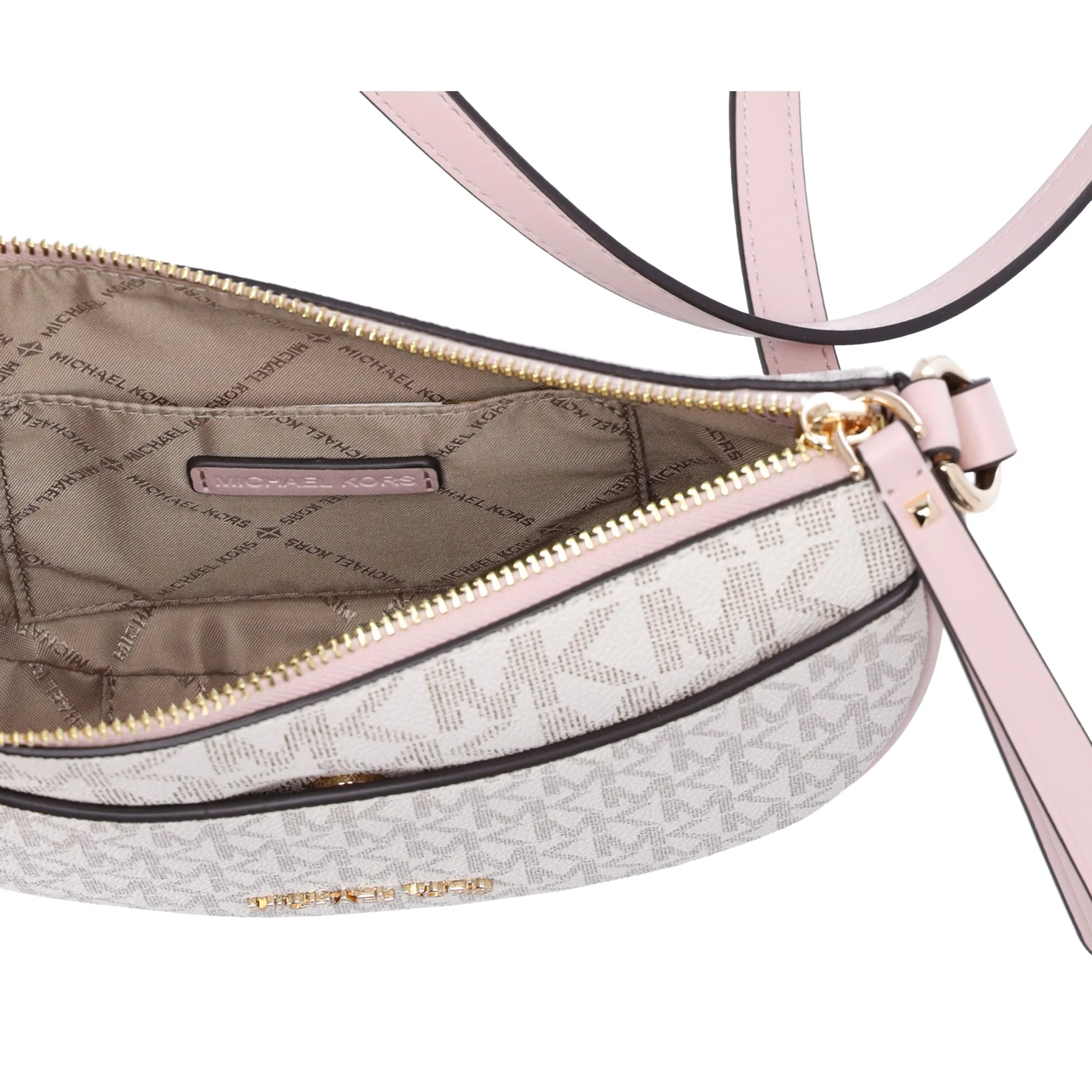 Michael Kors Dover Small Half Moon Crossbody Vanilla Pink Powder Blush Multi sold by Gaby's Bags product image thumbnail 5