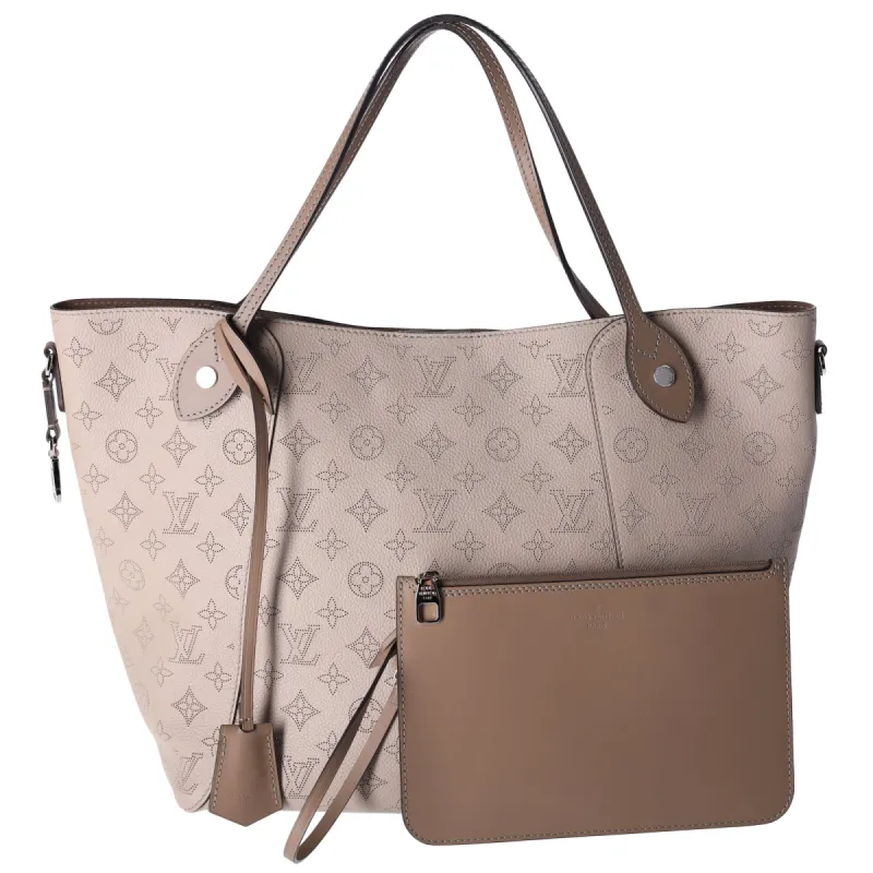 Louis Vuitton Mahina Hina Grey Monogram Tote MM Galet w Pouch made by Gaby's Bags