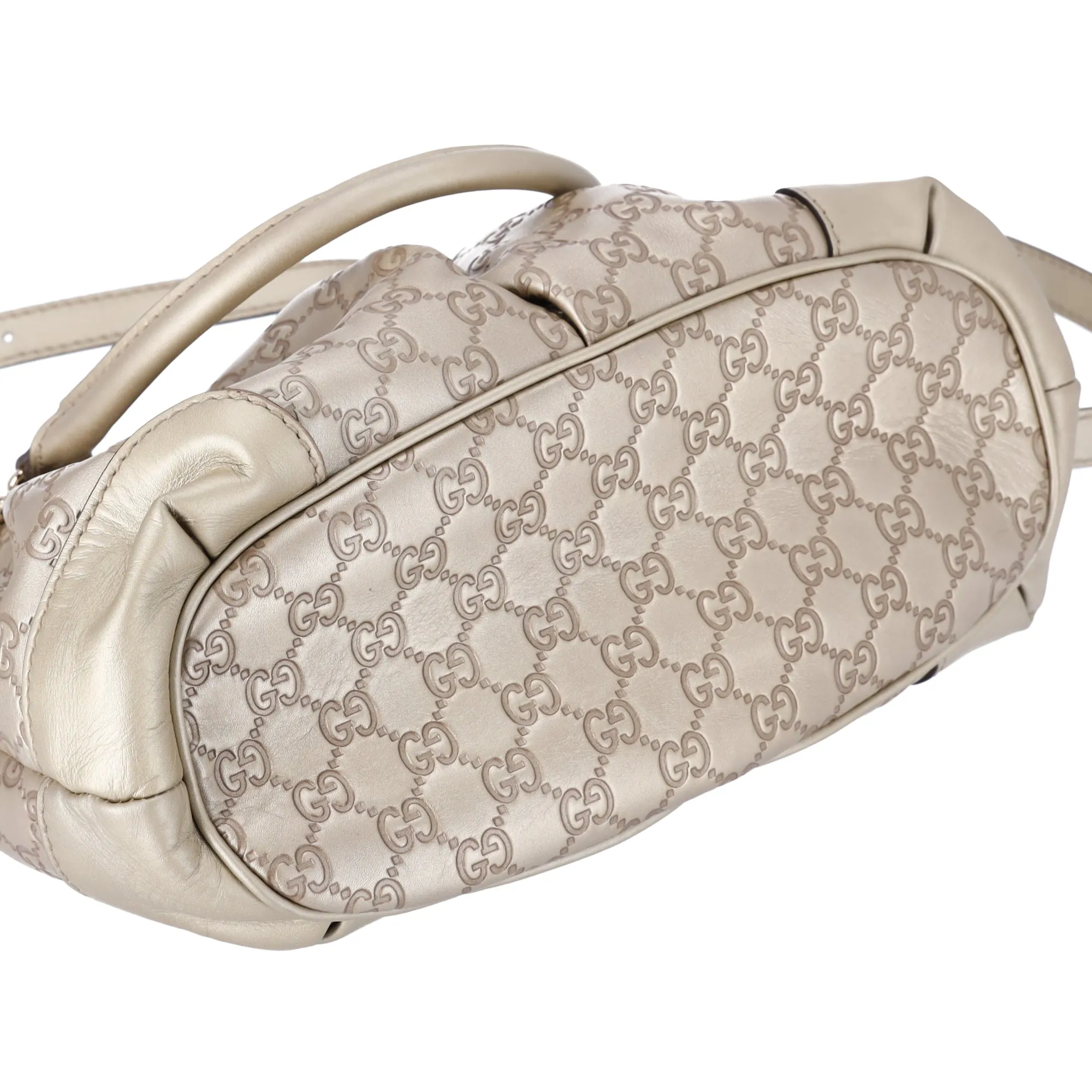 Gucci Sukey Champagne Gold Leather Guccissima Top Zip Satchel Shoulder Bag sold by Gaby's Bags product image thumbnail 2