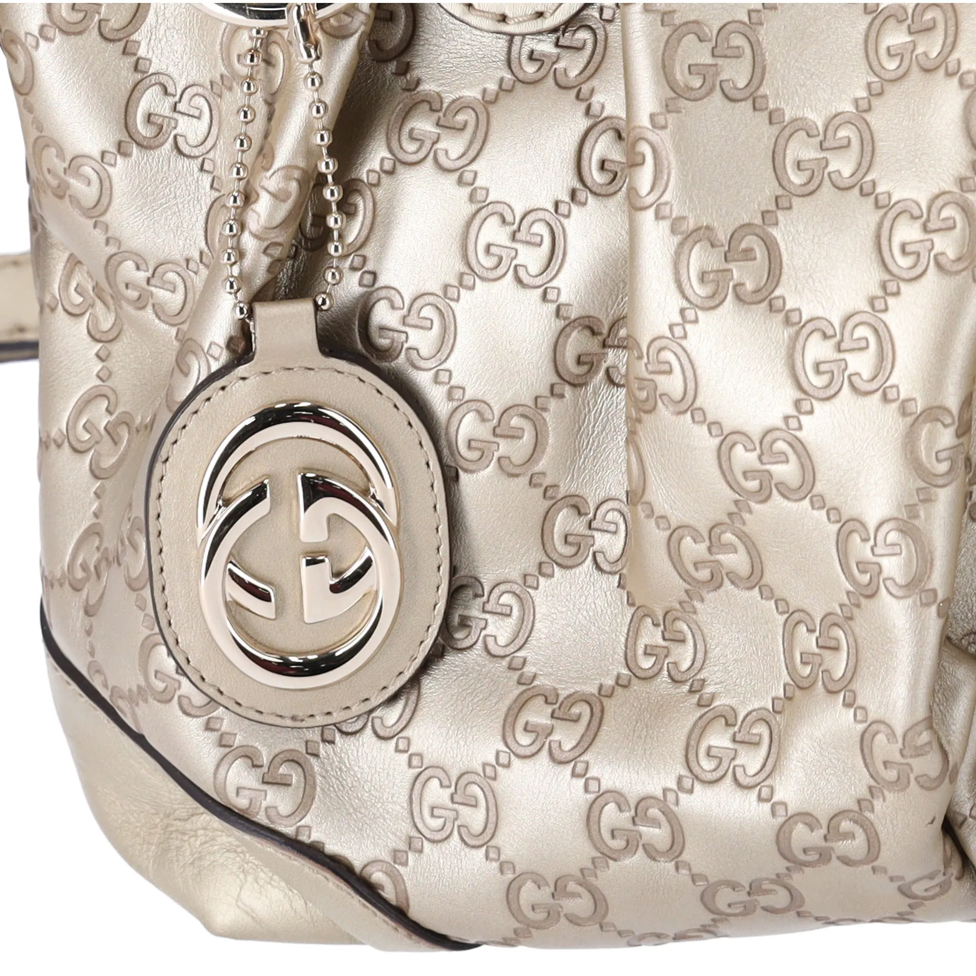 Gucci Sukey Champagne Gold Leather Guccissima Top Zip Satchel Shoulder Bag sold by Gaby's Bags product image thumbnail 3