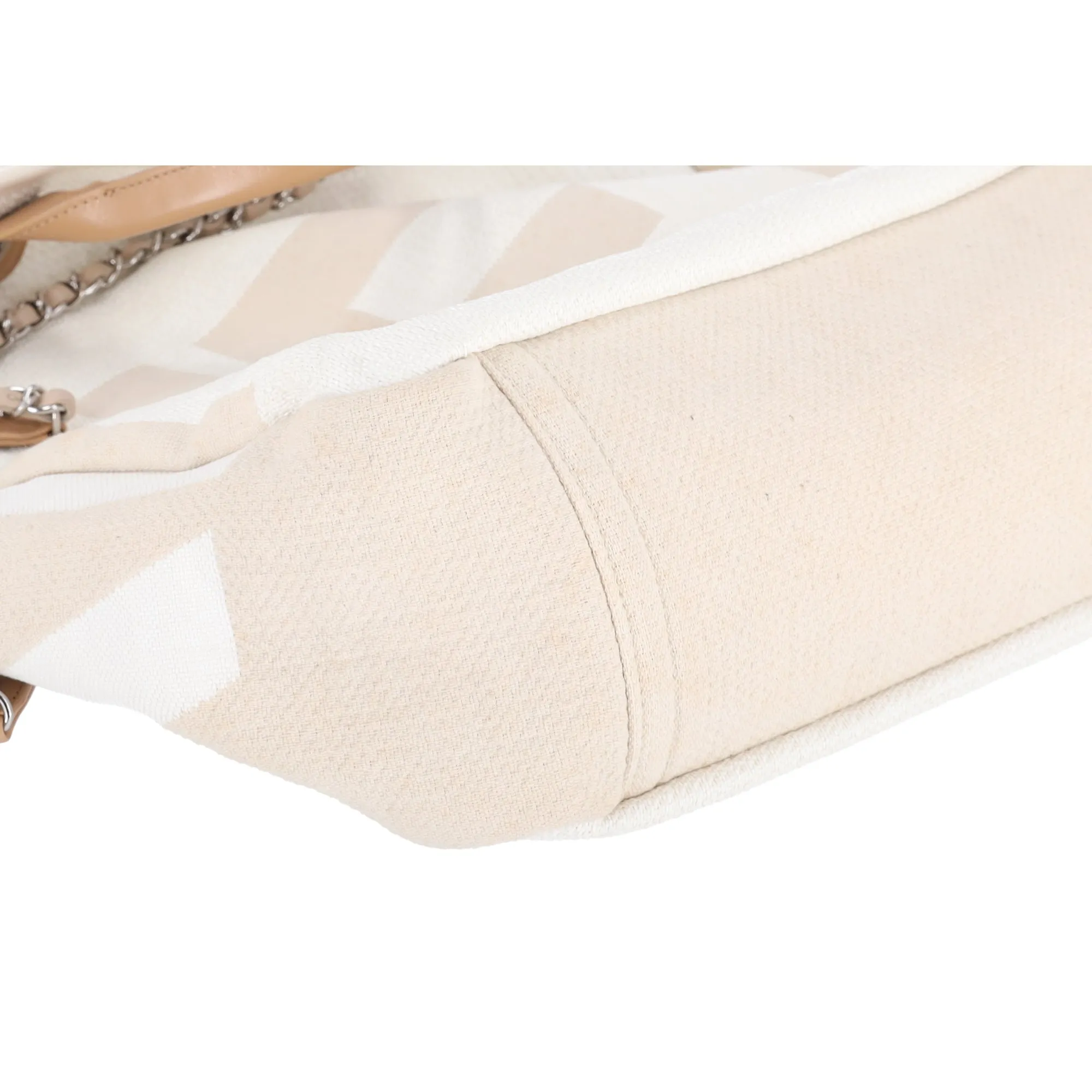 CHANEL Canvas Deauville Logo Maxi Extra Large Tote Bag White Beige sold by Gaby's Bags product image thumbnail 3