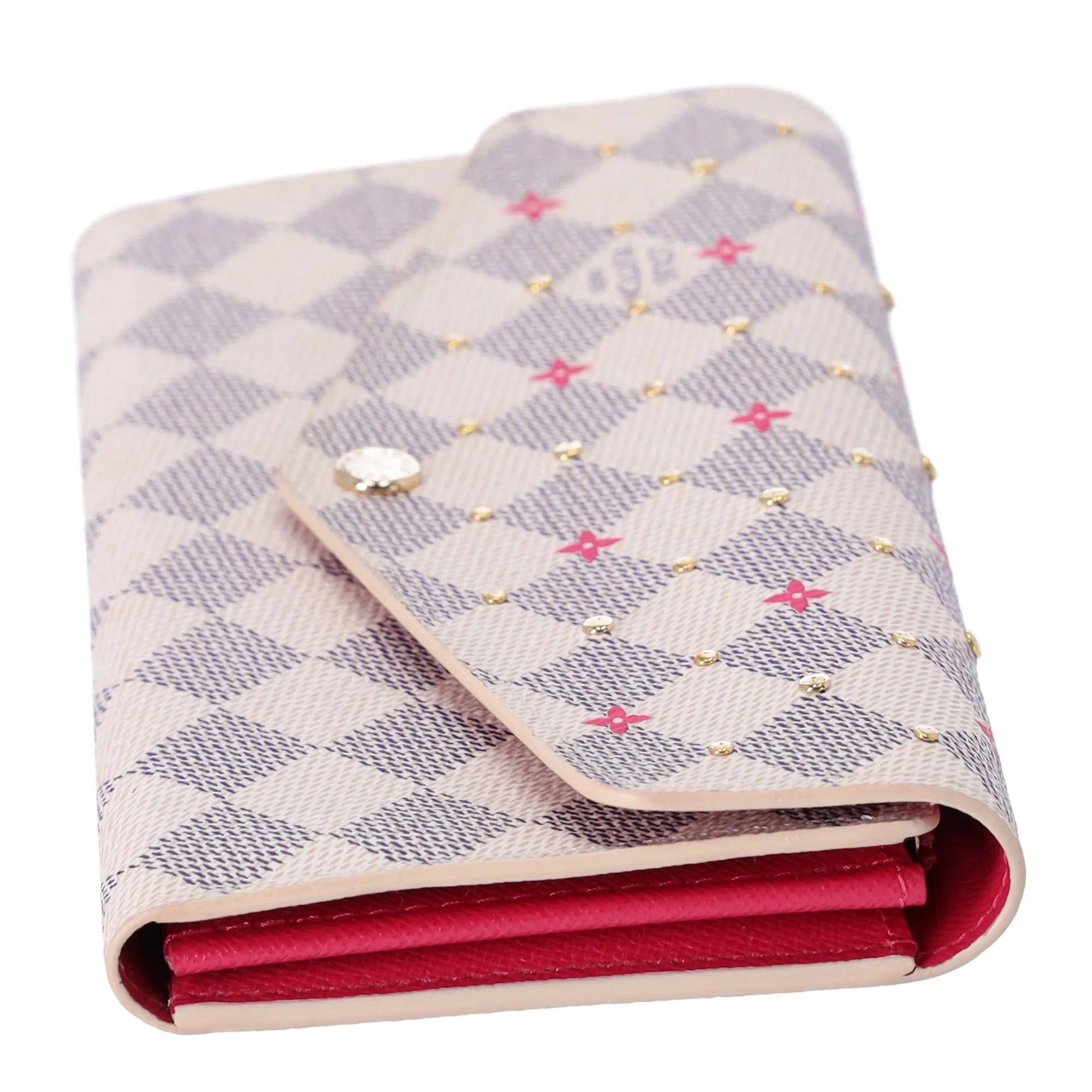 Louis Vuitton Sarah Damier Azur Studs Bifold Long Wallet N45296 Fuchsia Pink sold by Gaby's Bags product image thumbnail 5