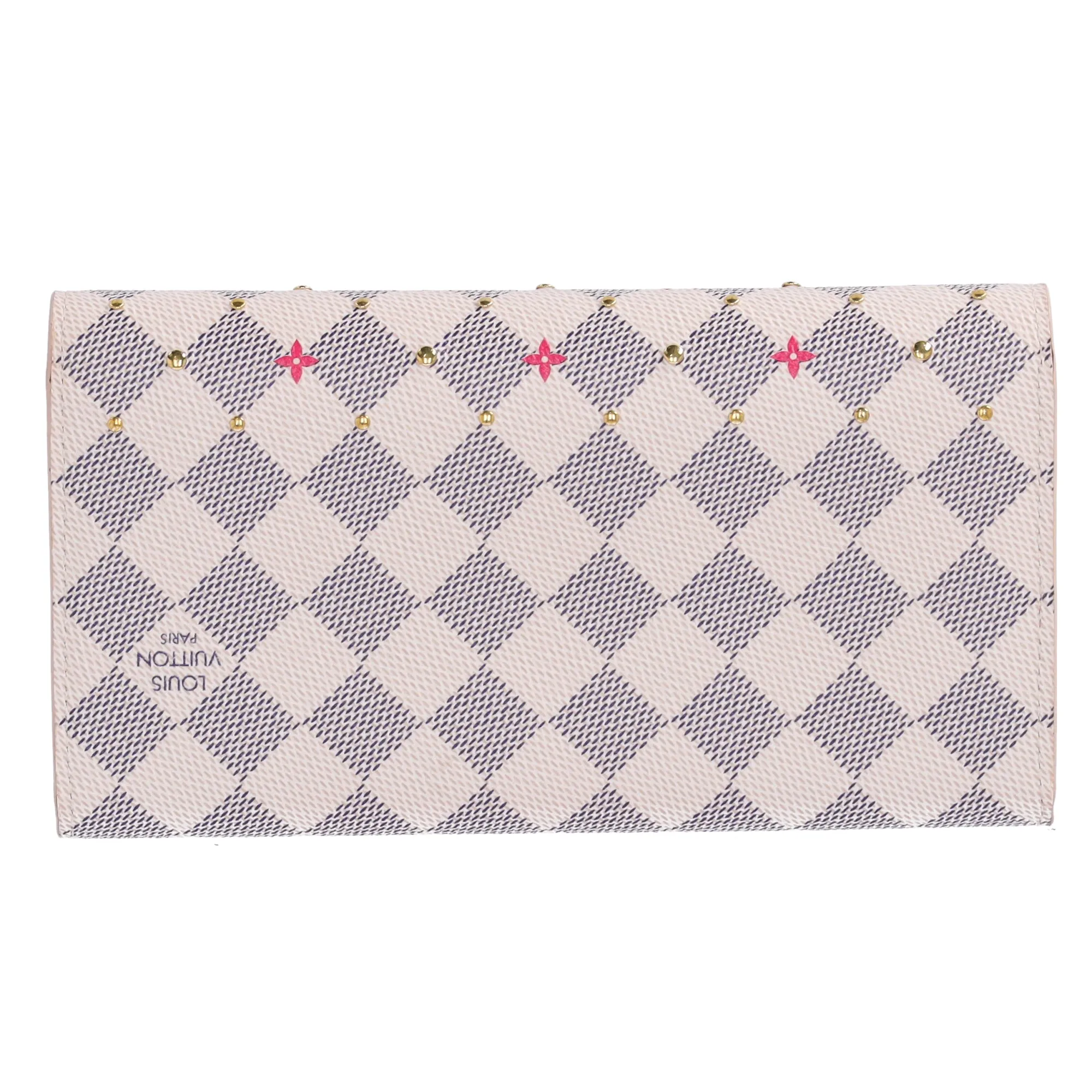 Louis Vuitton Sarah Damier Azur Studs Bifold Long Wallet N45296 Fuchsia Pink sold by Gaby's Bags product image thumbnail 2