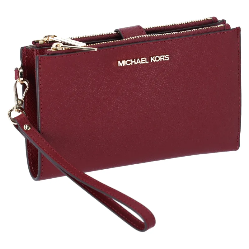 Michael Kors Jet Set Travel Large Double Zip Wristlet Phone Wallet Dark Cherry sold by Gaby's Bags