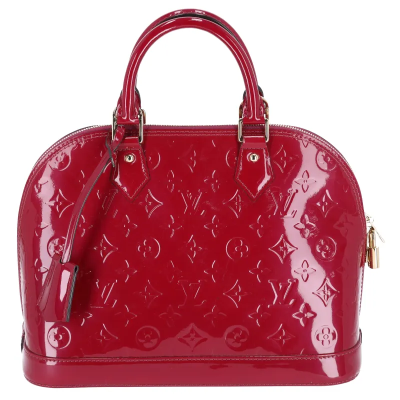 Louis Vuitton Alma PM Monogram Vernis Handbag M50561 Magenta Patent Leather sold by Gaby's Bags