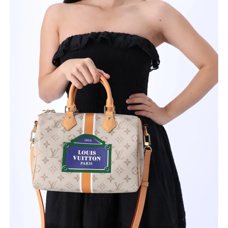 Louis Vuitton Monogram Speedy Bandoulière 25 M46749 Beige Multi Stripe Limited sold by Gaby's Bags