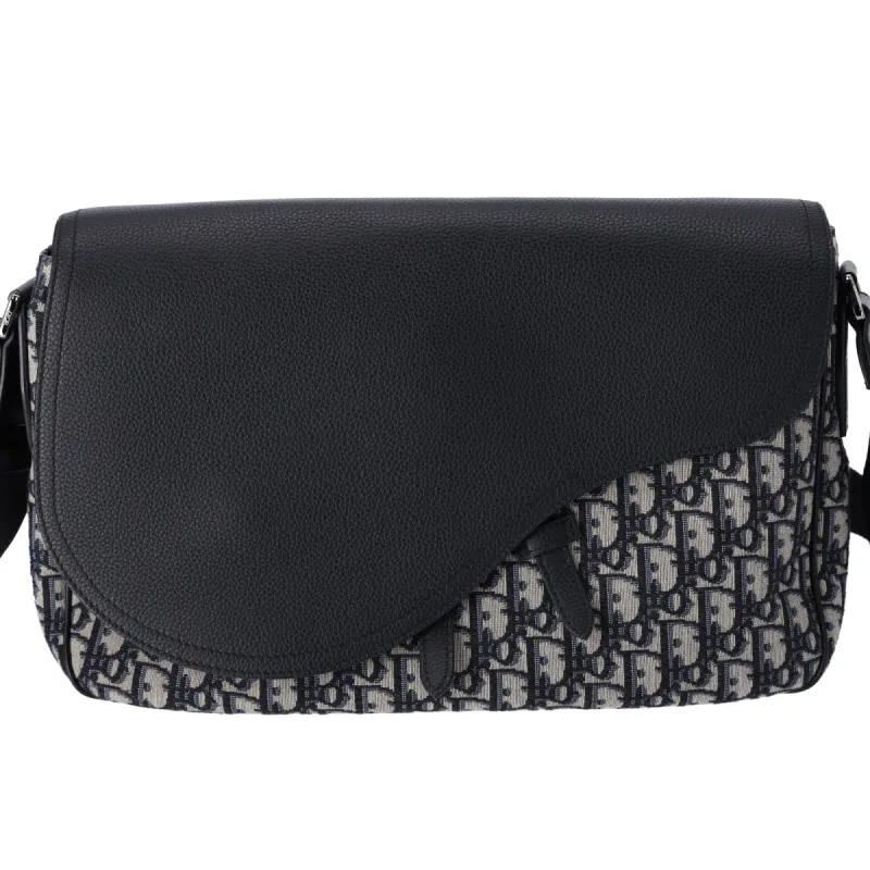 Christian Dior Large Saddle Messenger Bag Beige Navy Black Jacquard sold by Gaby's Bags