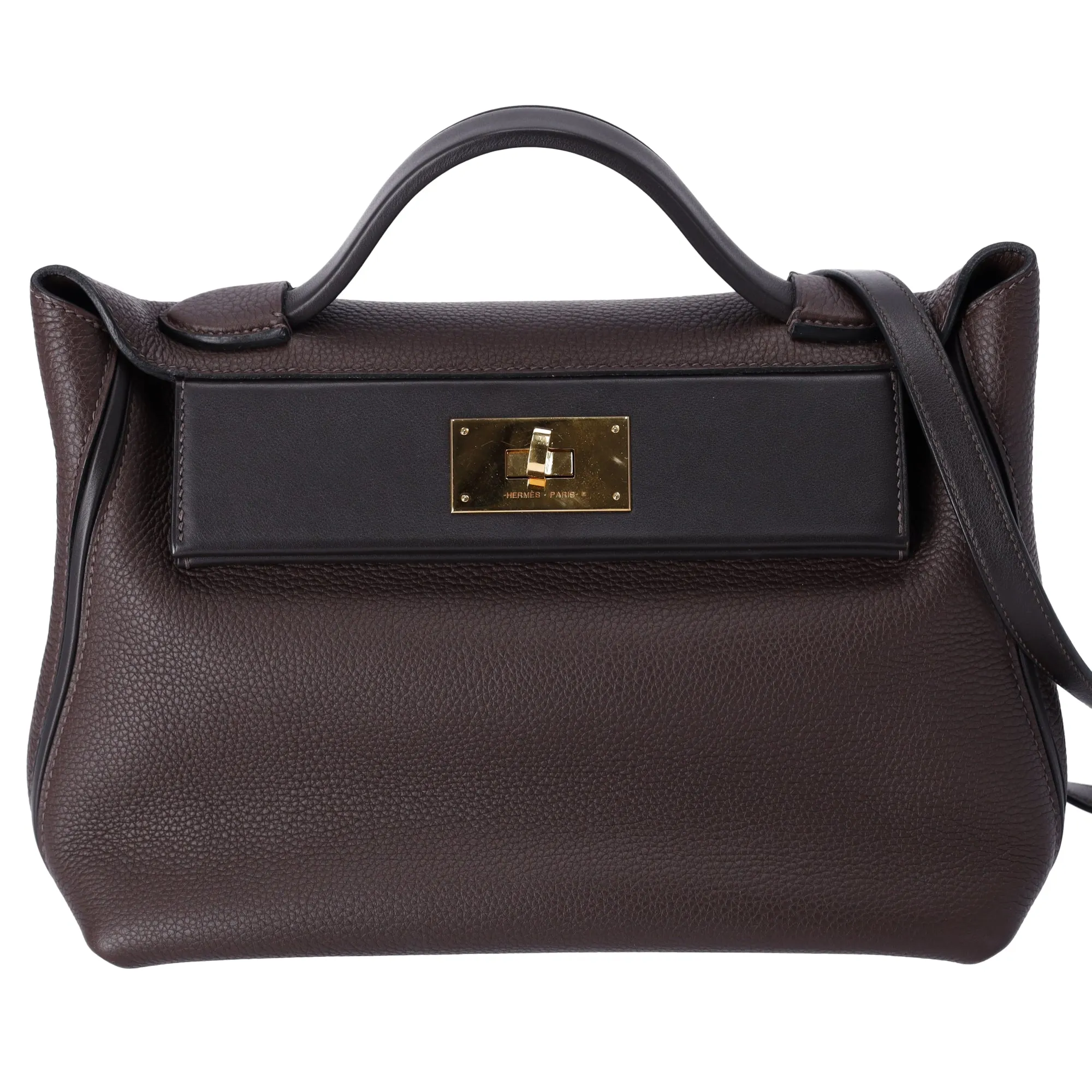 HERMES Togo Swift 24/24 29 Chocolate Ebene Brown Black Shoulder Bag sold by Gaby's Bags