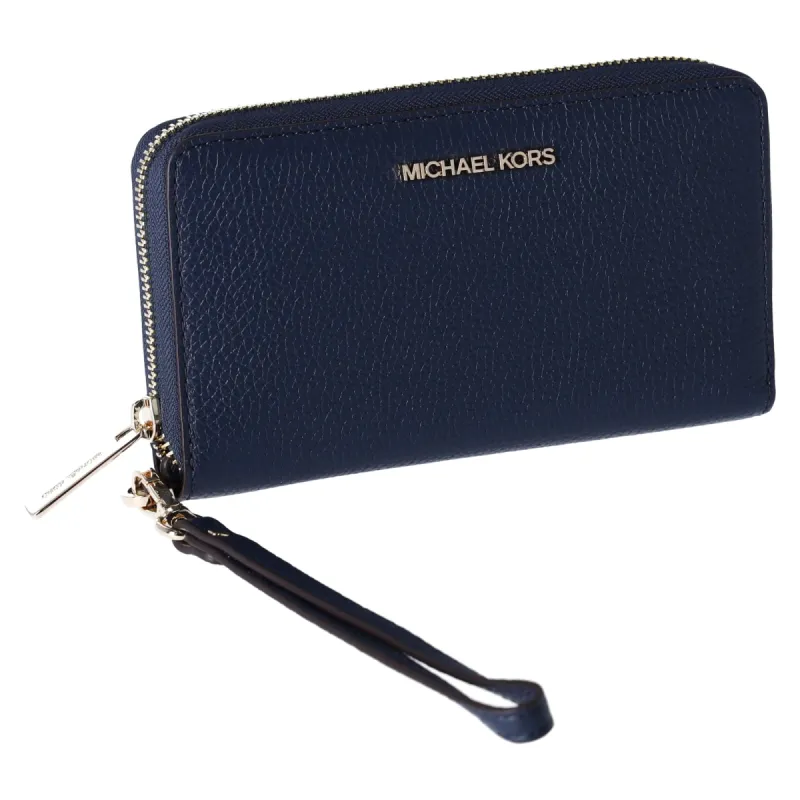 Michael Kors JetSet TravelLarge PhoneCase LeatherWallet Wristlet NavyBlue sold by Gaby's Bags