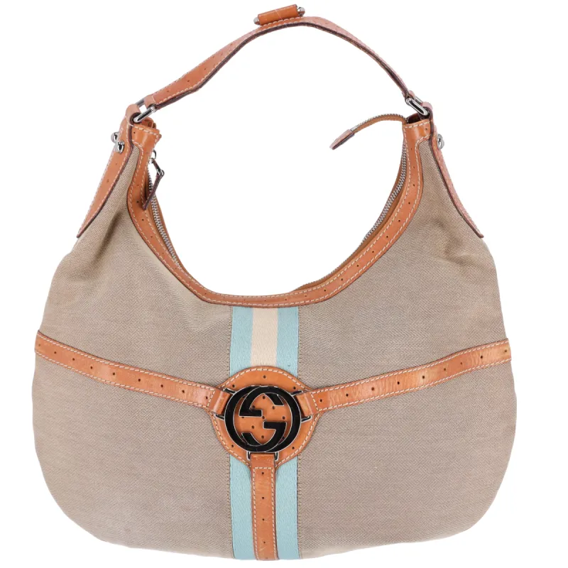 GUCCI Interlocking G Shoulder Bag 114871 Beige Brown Light Blue Jacquard sold by Gaby's Bags