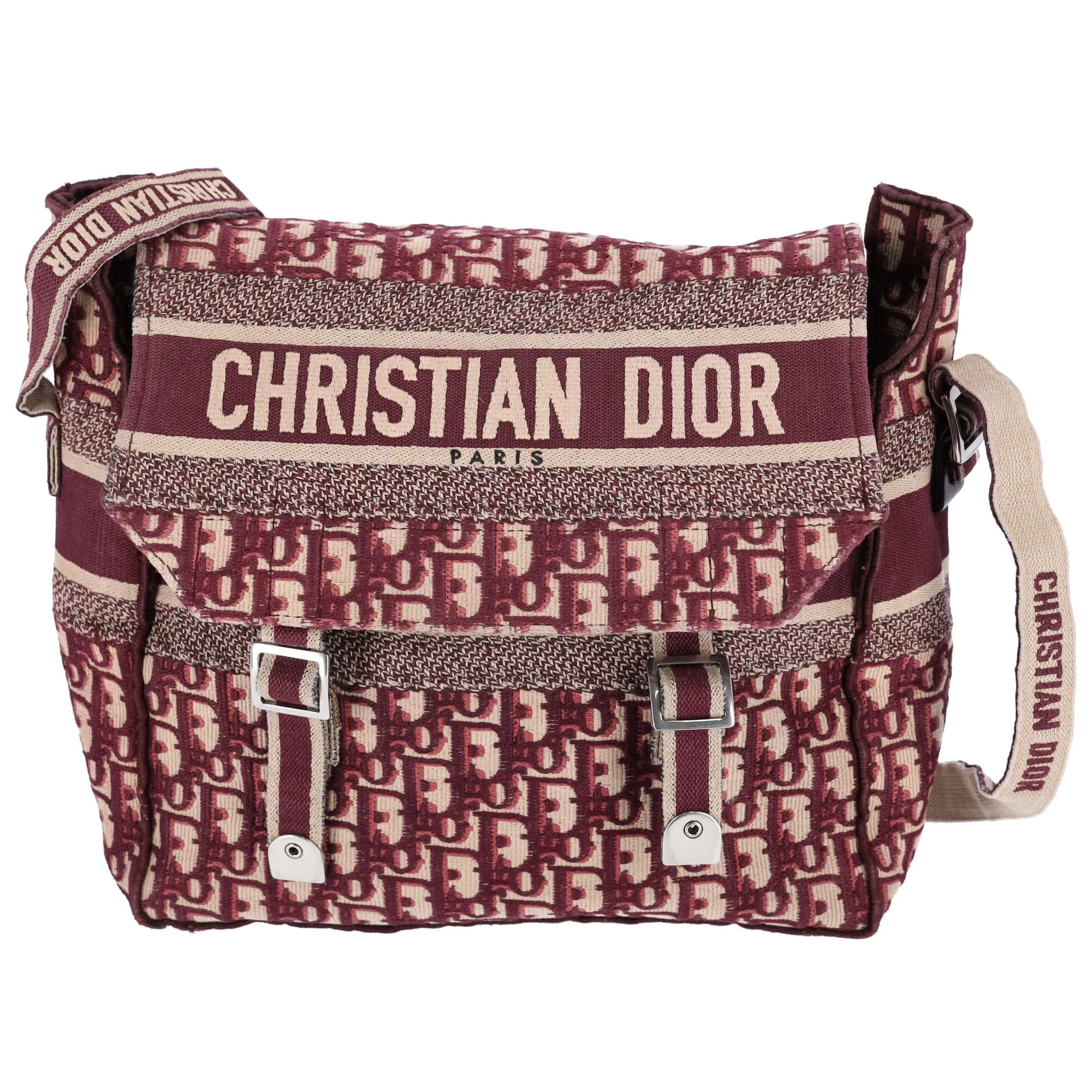 Christian Dior Oblique Diorcamp Canvas Fabric Crossbody Bag Burgundy Jacquard sold by Gaby's Bags product image thumbnail 5