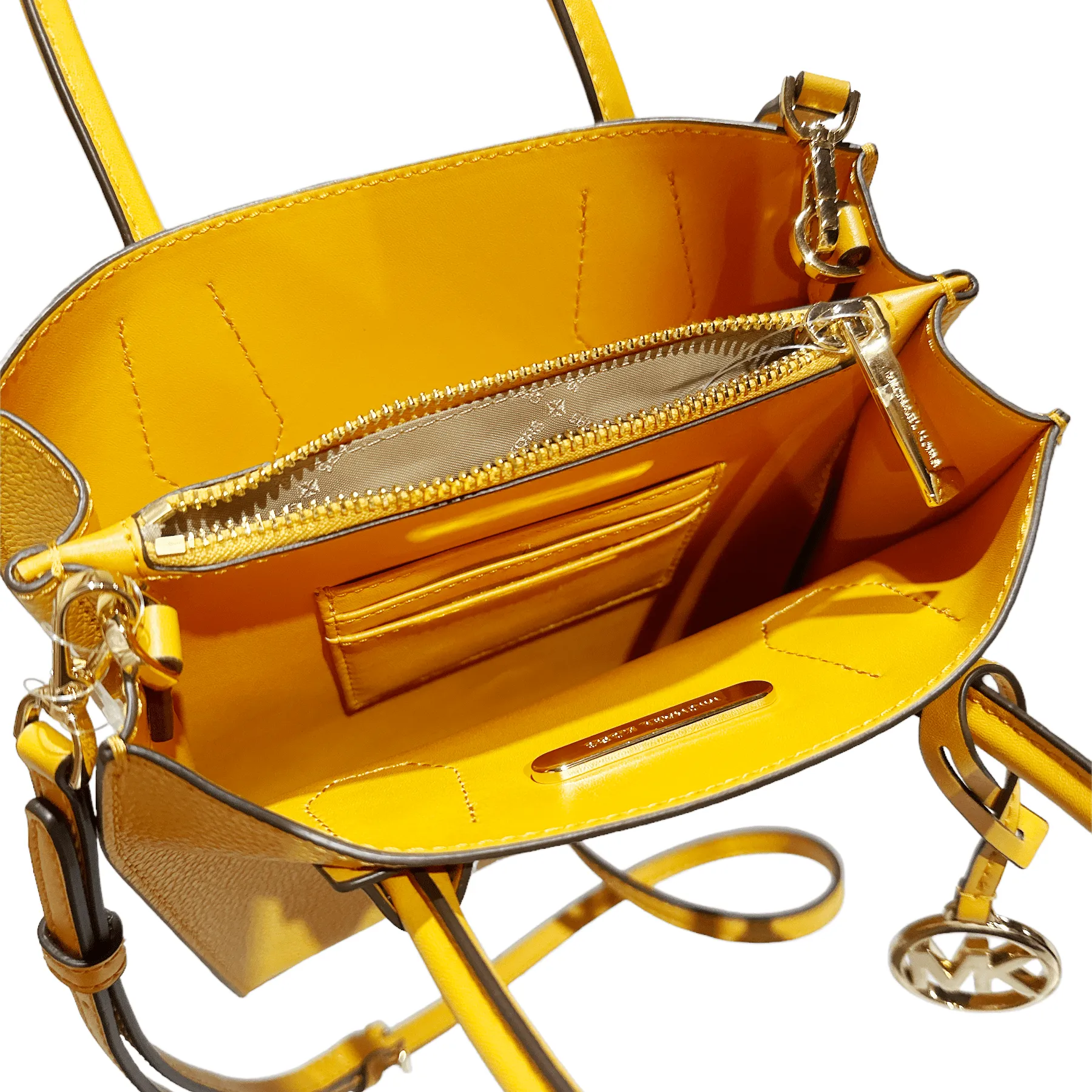 Michael Kors Mercer Pebble Leather Messenger Crossbody Bag Honeycomb Yellow sold by Gaby's Bags product image thumbnail 4