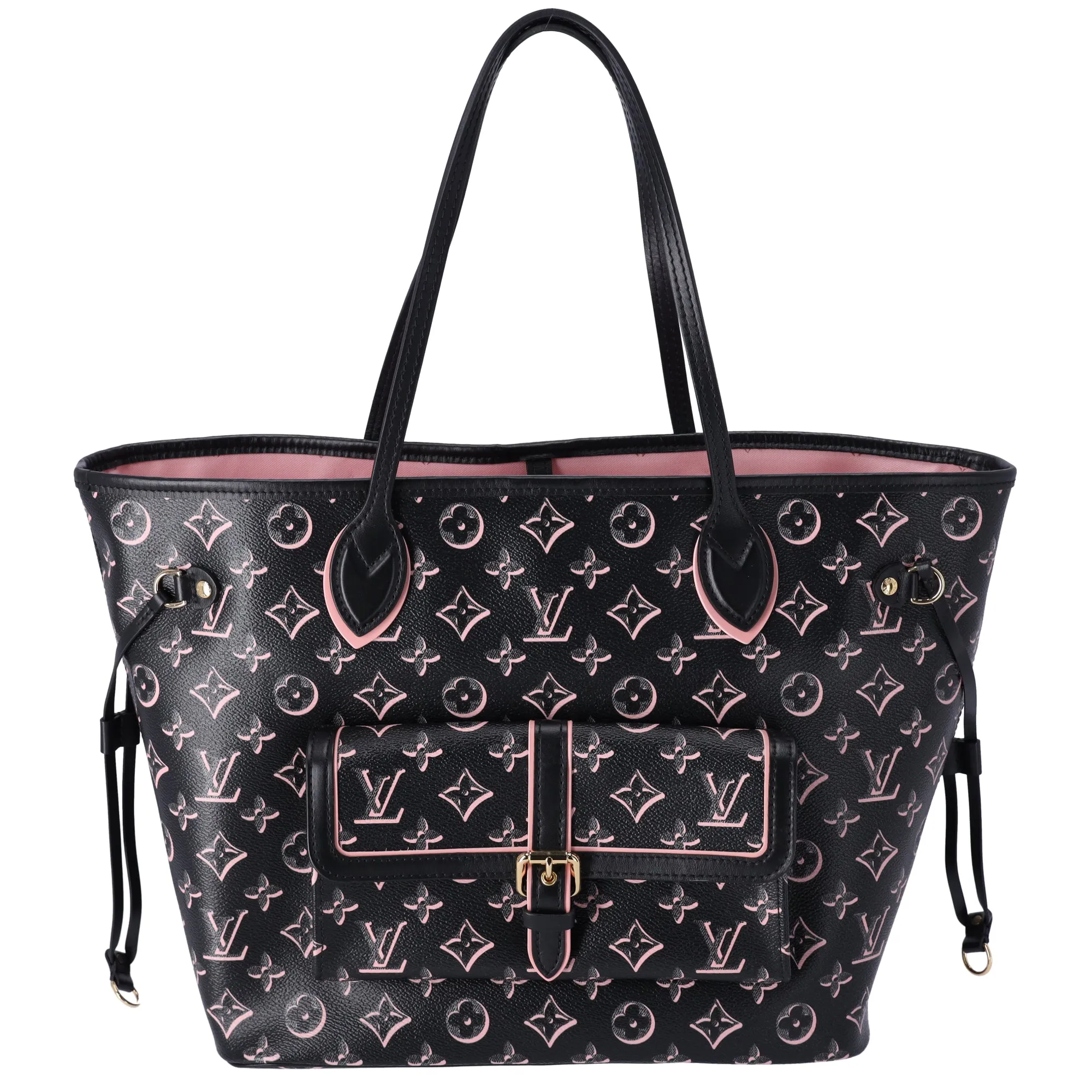 Louis Vuitton Pink Monogram Fall For You Neverfull MM Tote Black w Pouch sold by Gaby's Bags product image thumbnail 3