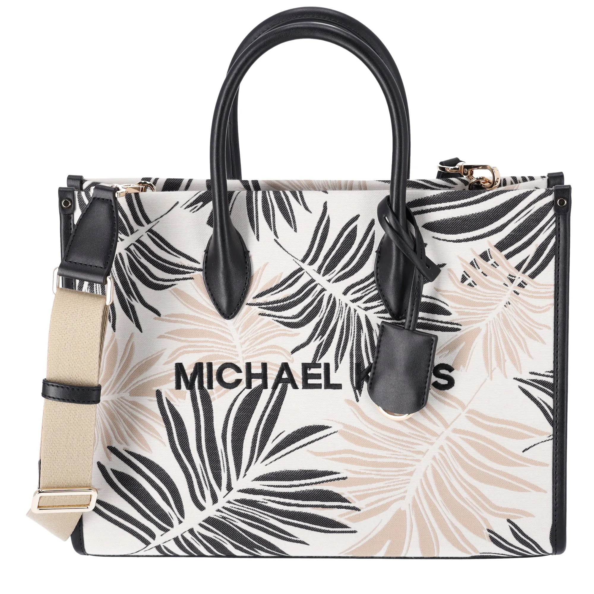 Michael Kors Mirella Medium East West Tote Black Multi Palm Tree Leaves sold by Gaby's Bags product image thumbnail 2