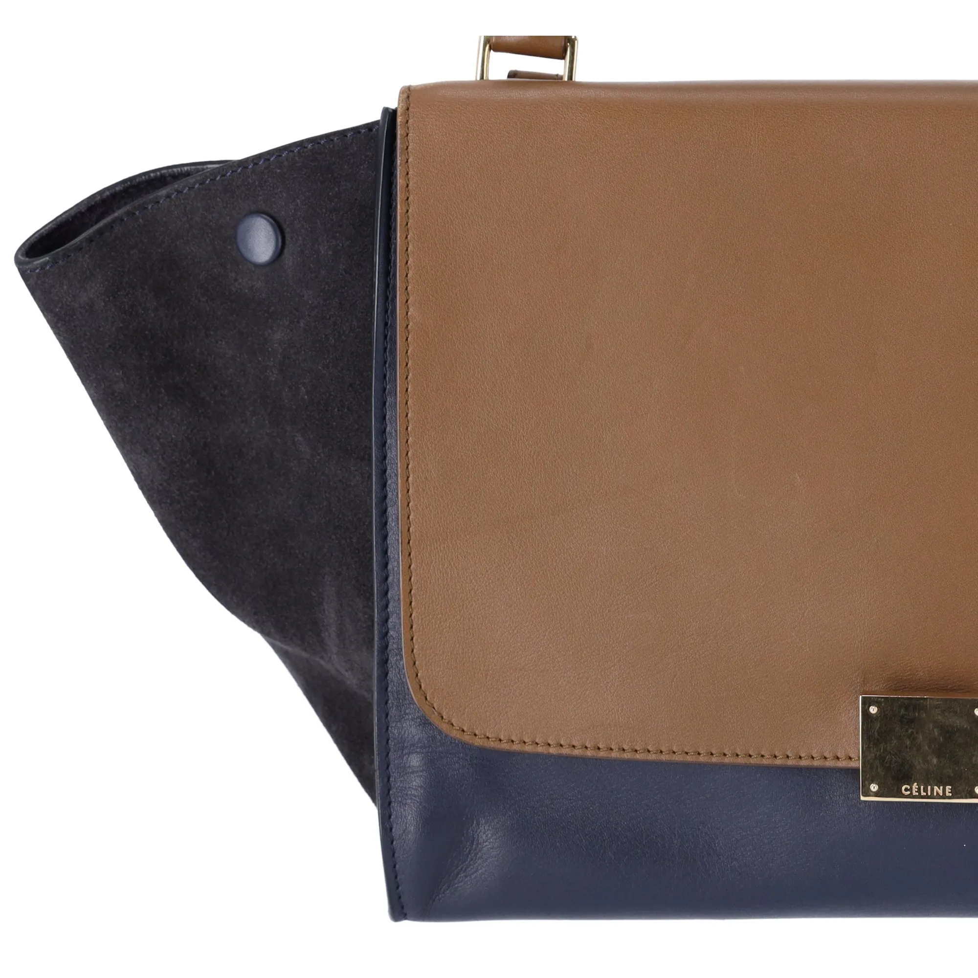 Celine Trapeze Medium Handbag Light Brown Dark Navy Leather Suede sold by Gaby's Bags product image thumbnail 2